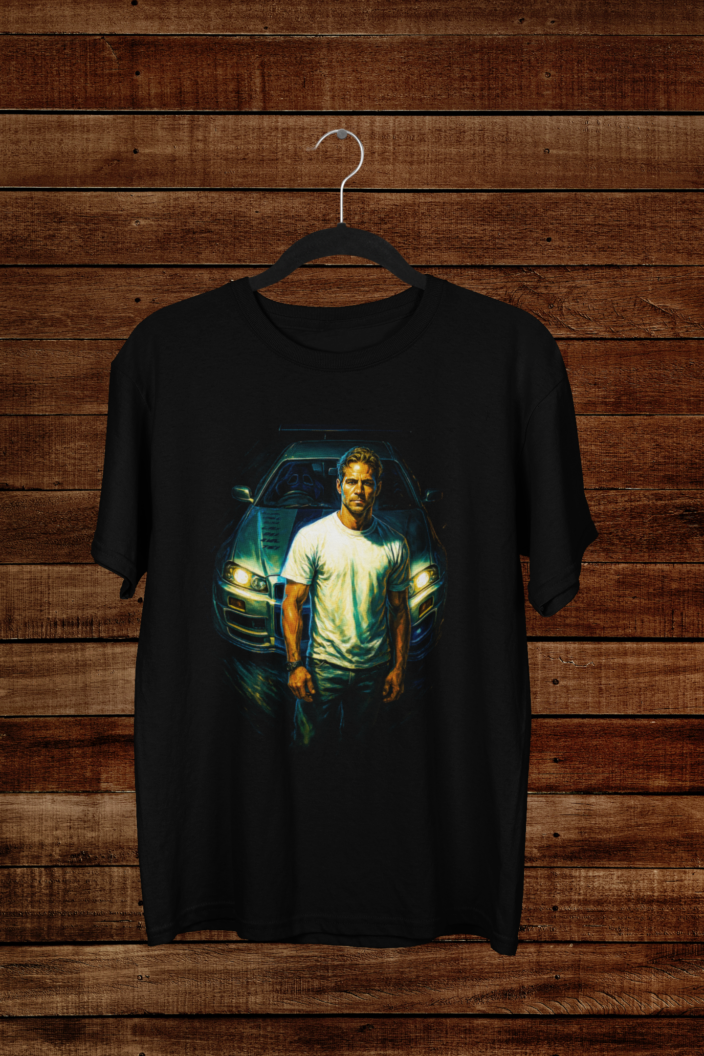 T-shirt Brian O'Conner "Skyline Tribute" – Paul Walker Action Art / GT-R R34 Graphic