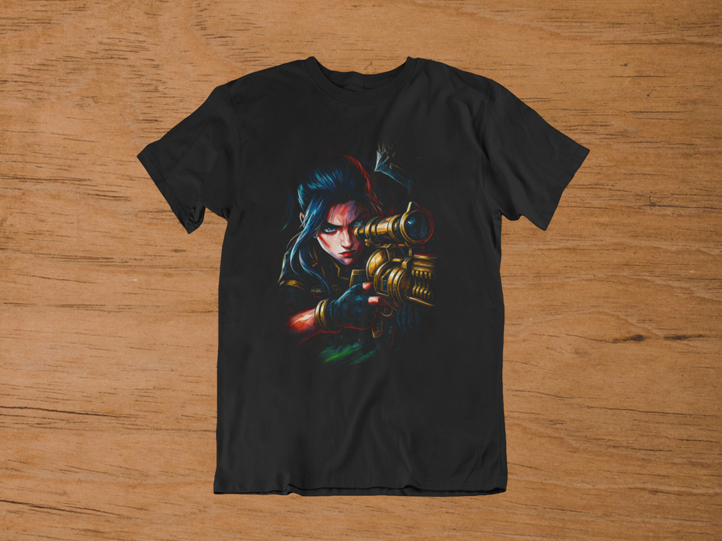 T-shirt Arcane "Sheriff's Aim" – Caitlyn Sniper Art / Piltover Enforcer Graphic