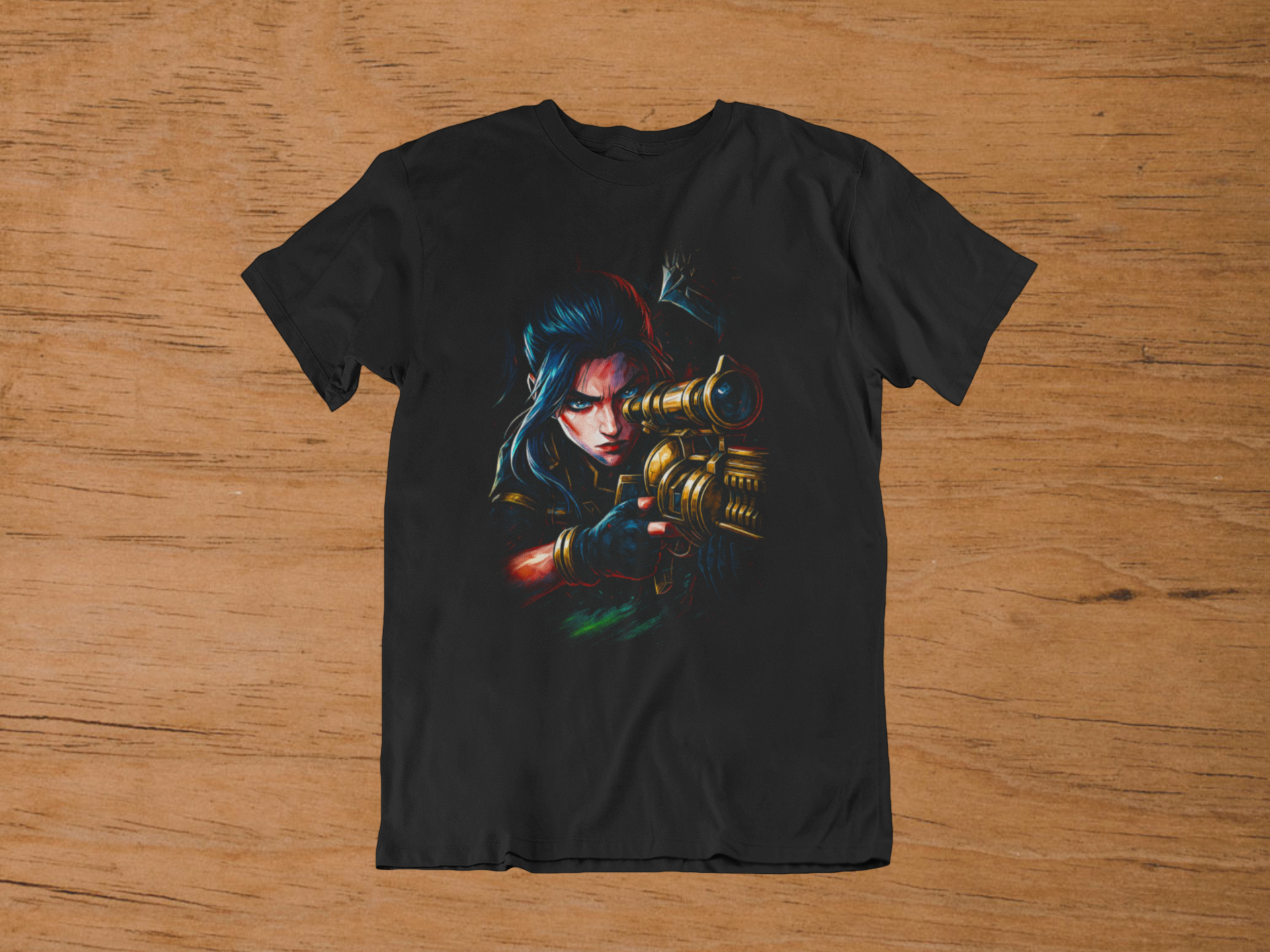 T-shirt Arcane "Sheriff's Aim" – Caitlyn Sniper Art / Piltover Enforcer Graphic