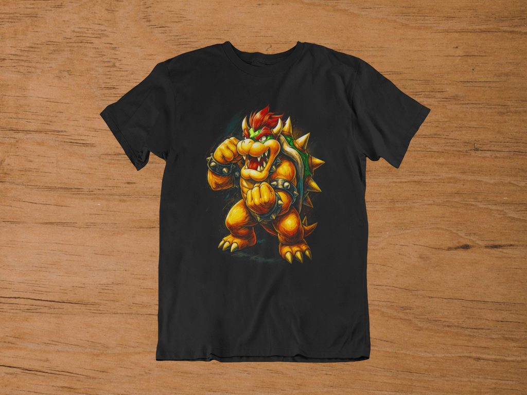 T-shirt Bowser "King of Koopas" – Super Mario Villain Art / Fire Breath Graphic