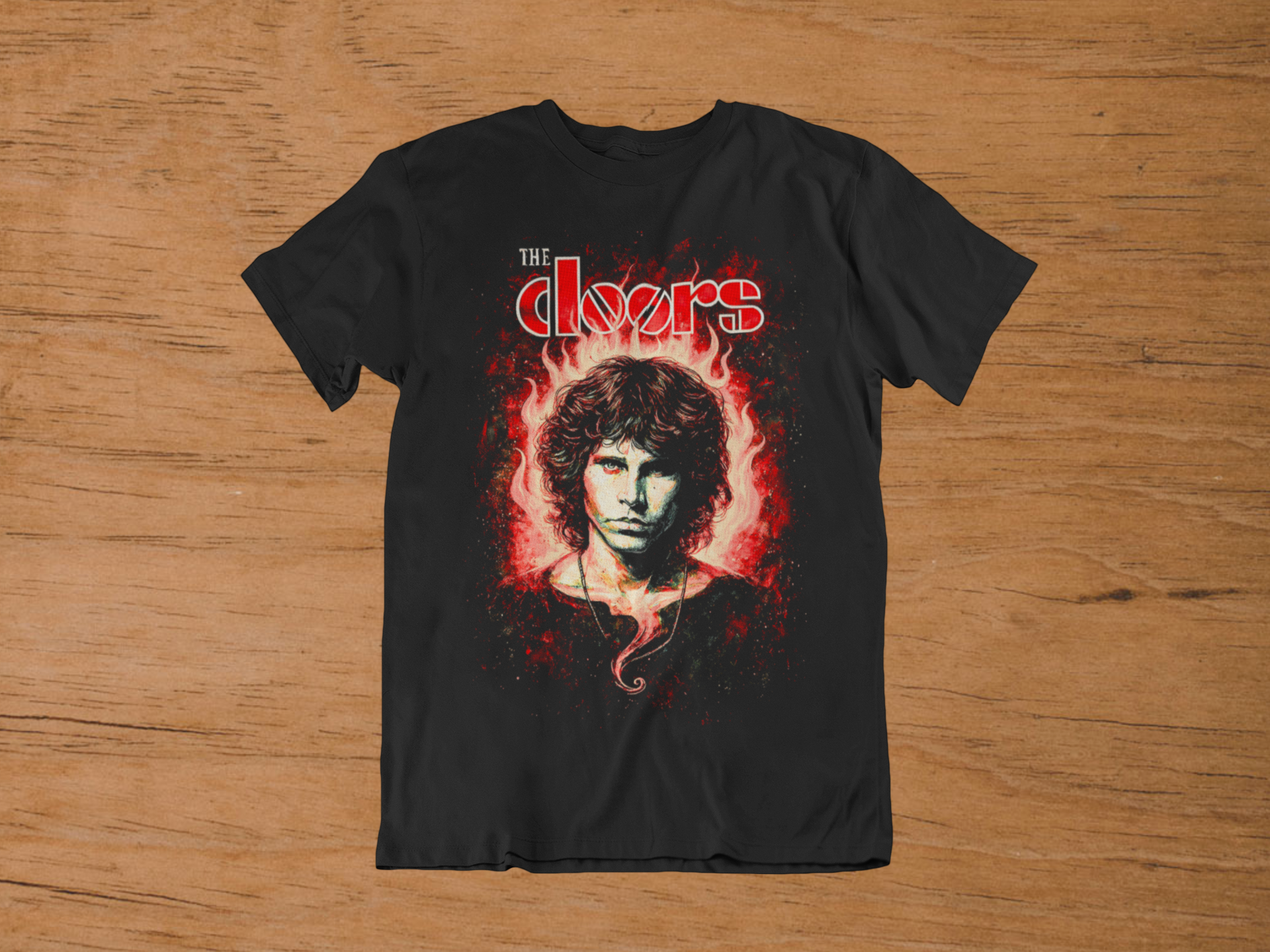 T-shirt The Doors "Lizard King" – Jim Morrison Fire Portrait / Psychedelic Rock Graphic
