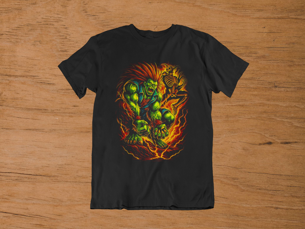 Tshirt Street Fighter Blanka "Beast Mode" – Retro Arcade Gaming Art