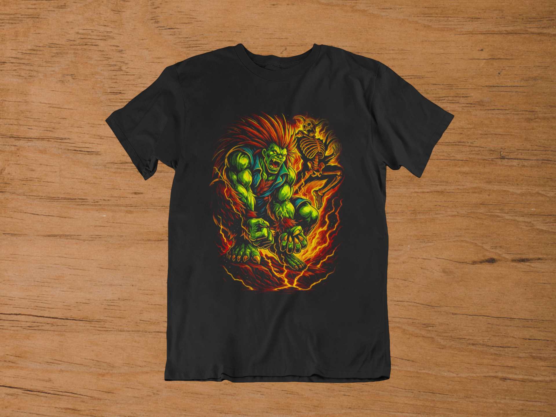 Tshirt Street Fighter Blanka "Beast Mode" – Retro Arcade Gaming Art