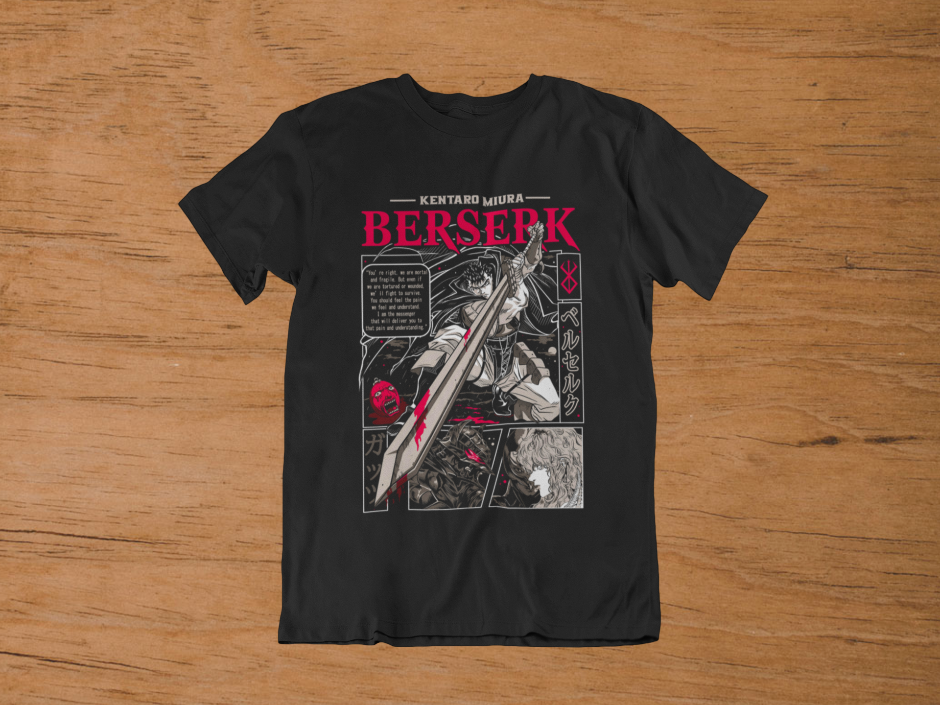 Tshirt Berserk "Legacy of Miura" – Guts & Griffith Manga Panels / Seinen Storyboard