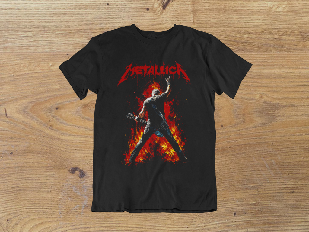 T-shirt Metallica "James Hetfield Fire" – Heavy Metal Legend Art / Thrash Metal Live Graphic