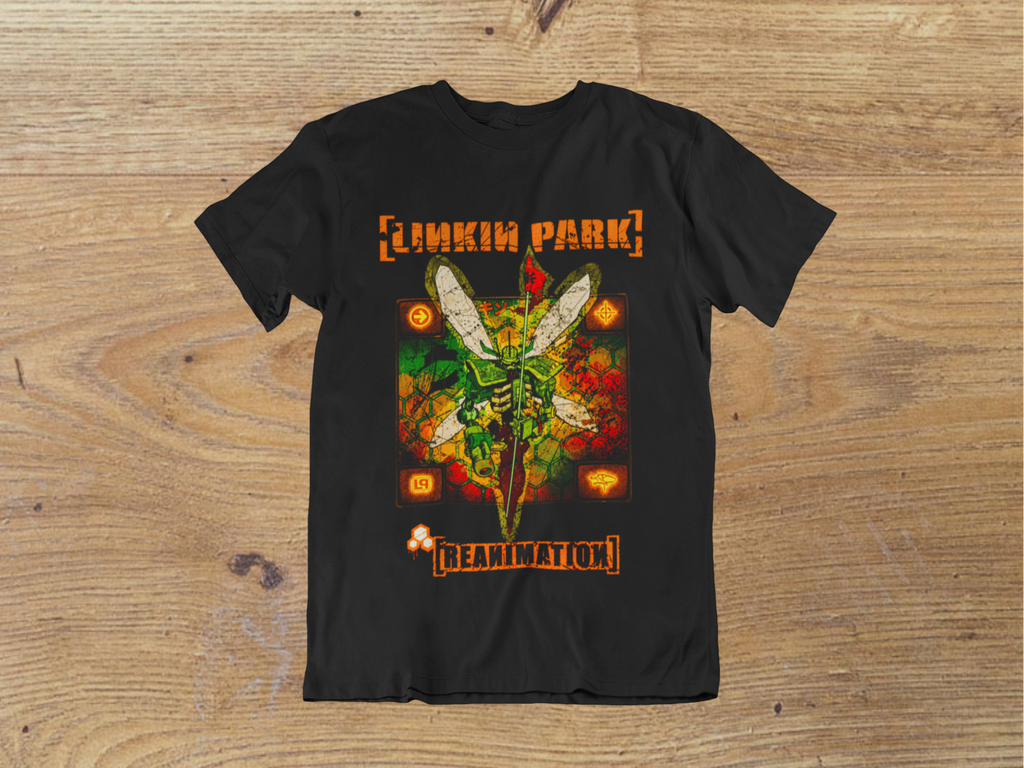T-shirt Linkin Park "Reanimation" – Mecha Soldier Art / Nu Metal Remix Graphic / Black Band Tee