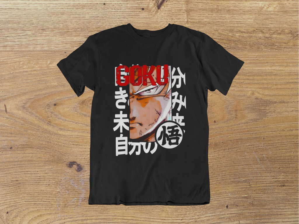 T-shirt Goku "Ultra Instinct" – Dragon Ball Super Manga Art / Japanese Kanji Graphic / Black Anime Tee