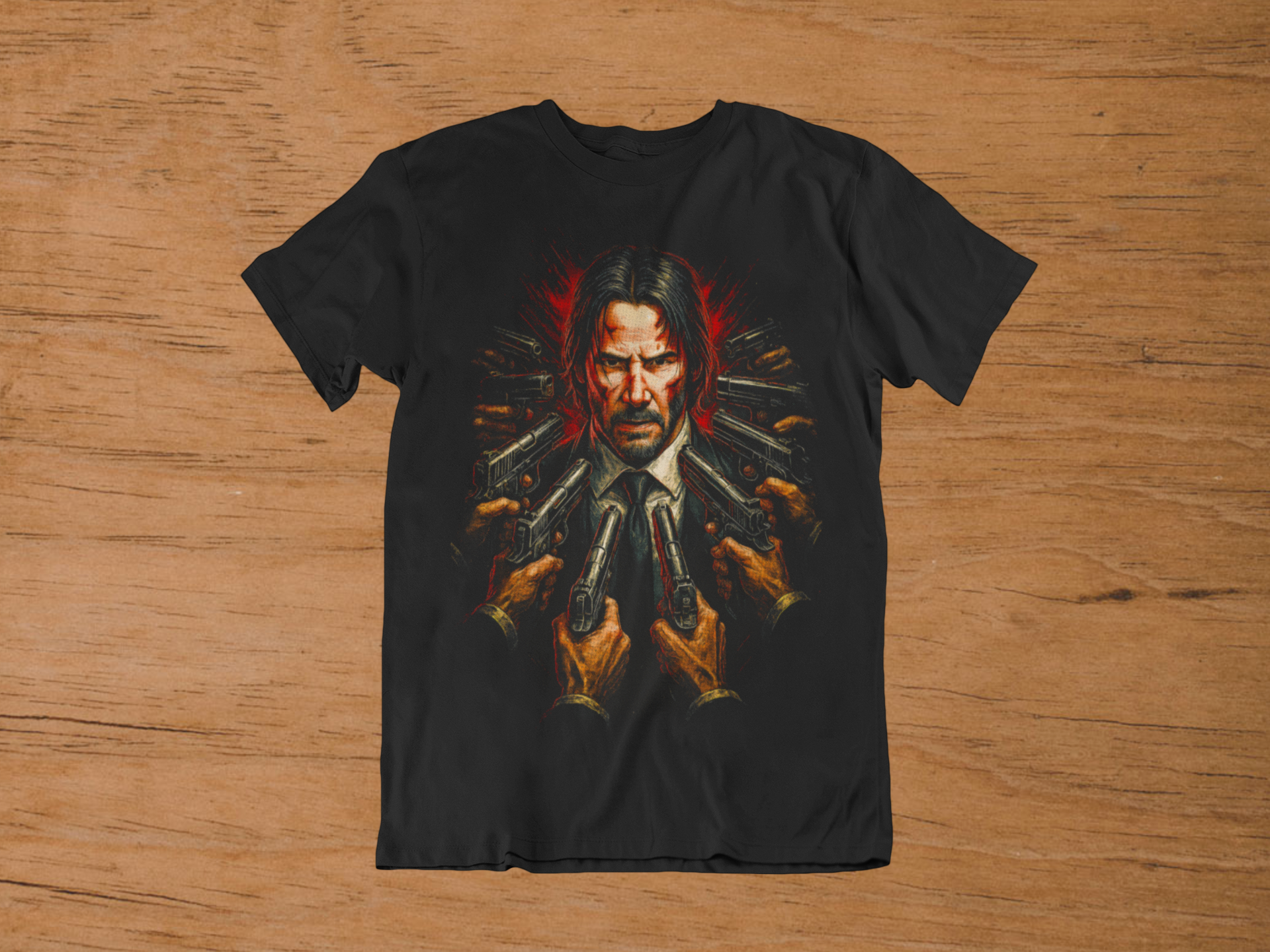 T-shirt John Wick "All Guns On Me" – Baba Yaga Action Art / Keanu Reeves Movie Graphic