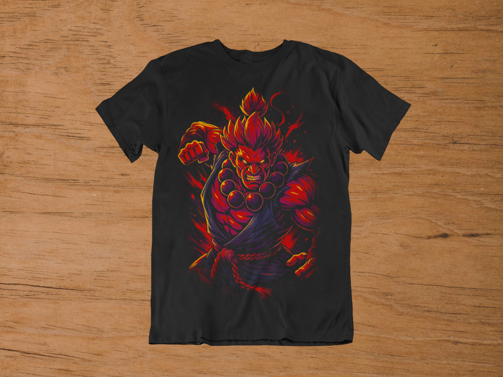 T-shirt Akuma "Satsui no Hado" – Street Fighter Demon Art / Ansatsuken Master Graphic