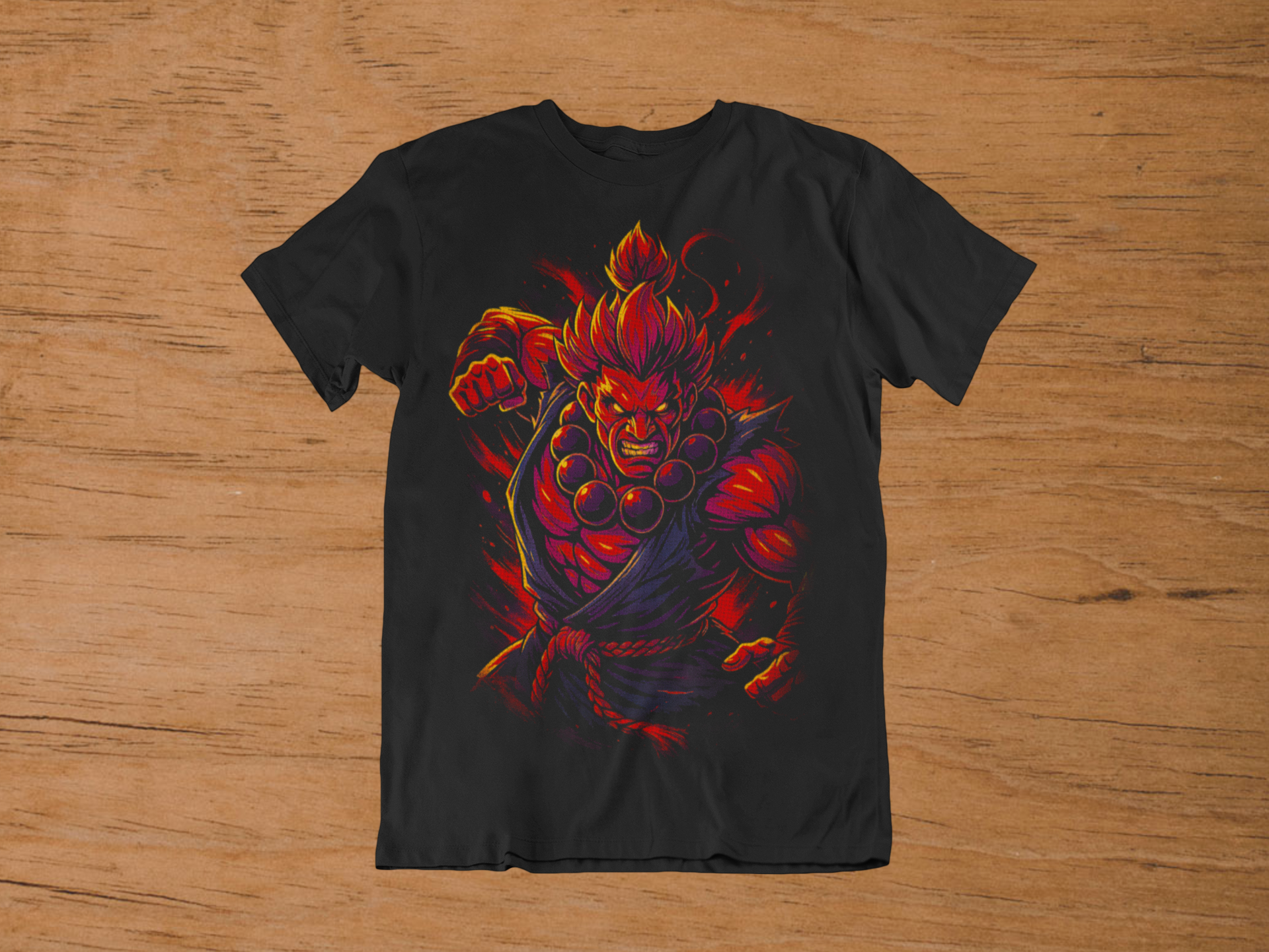 T-shirt Akuma "Satsui no Hado" – Street Fighter Demon Art / Ansatsuken Master Graphic