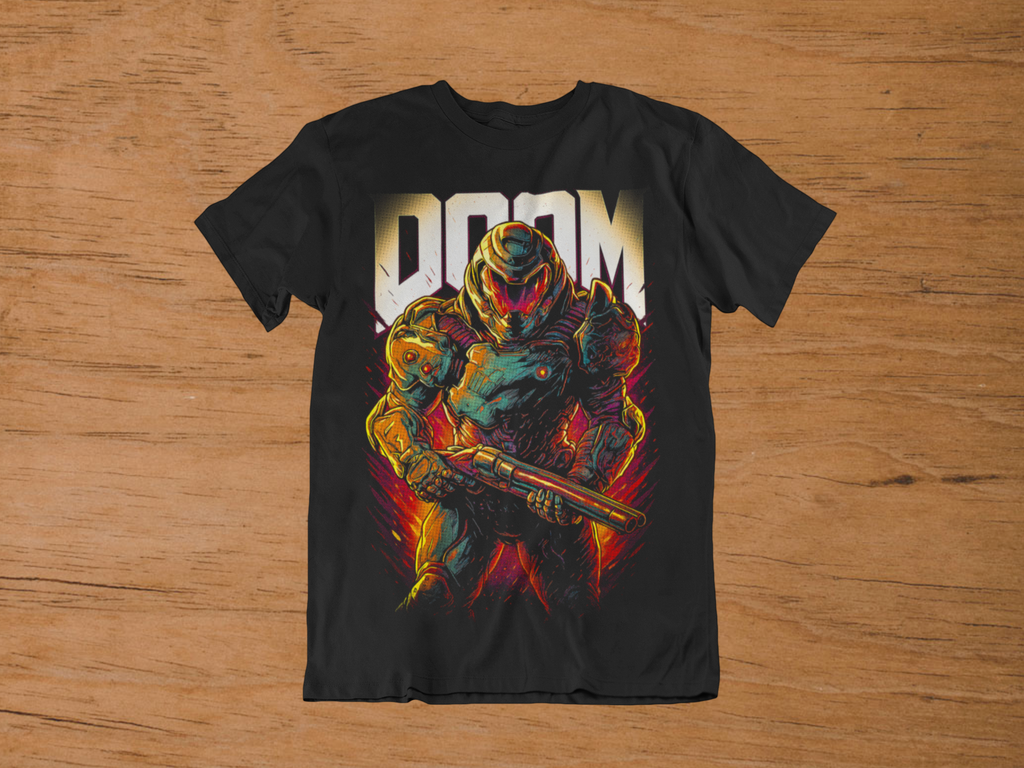 T-shirt Doom Slayer "Rip & Tear" – Eternal Combat Art / FPS Legend Graphic