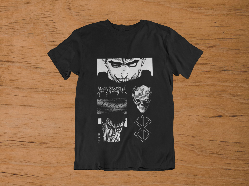 T-shirt Berserk "The Black Swordsman" – Guts Manga Collage / Brand of Sacrifice Art