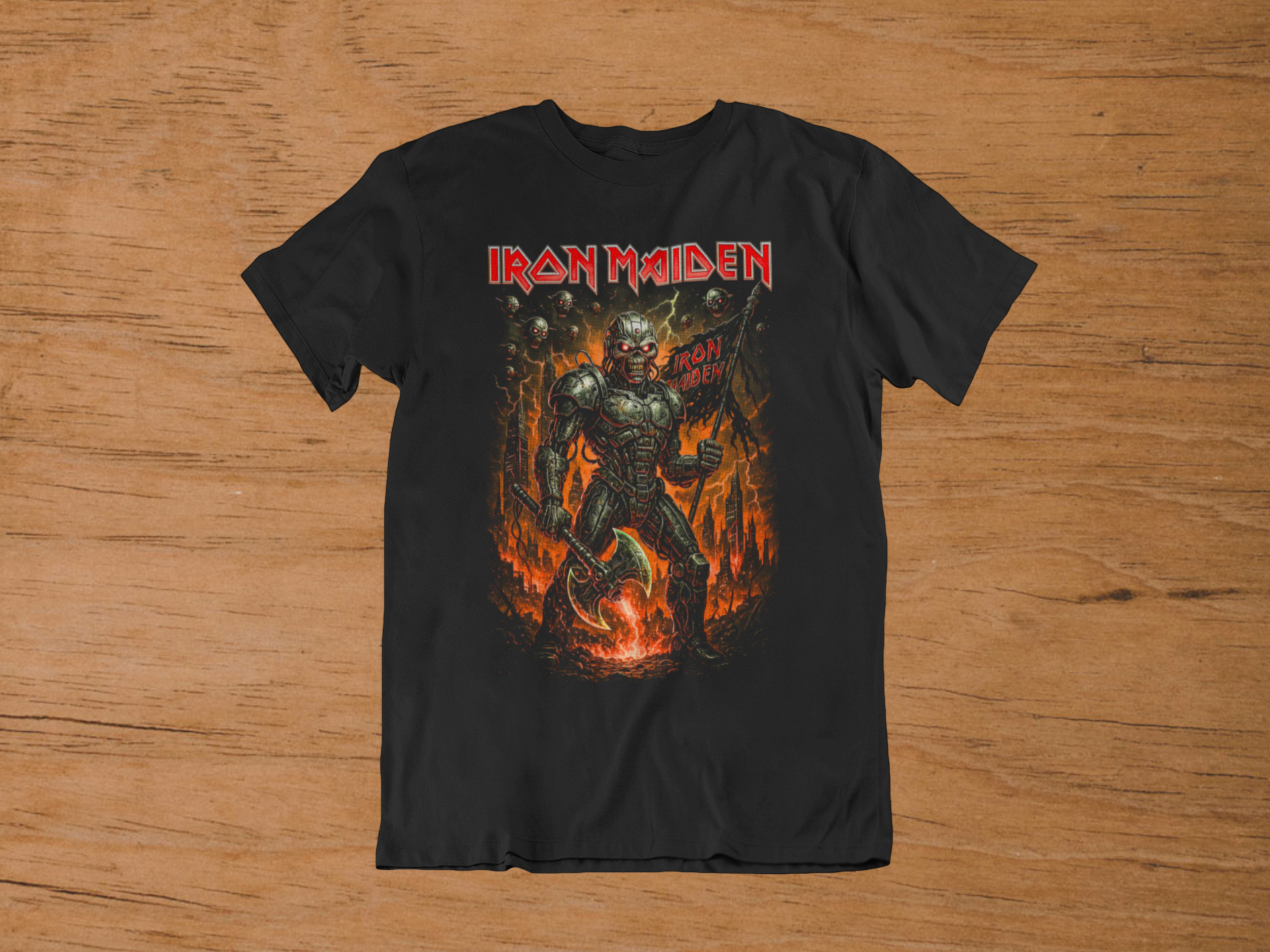 T-shirt Iron Maiden "Cyborg Eddie" – Somewhere in Time Era / Cyberpunk Metal Graphic