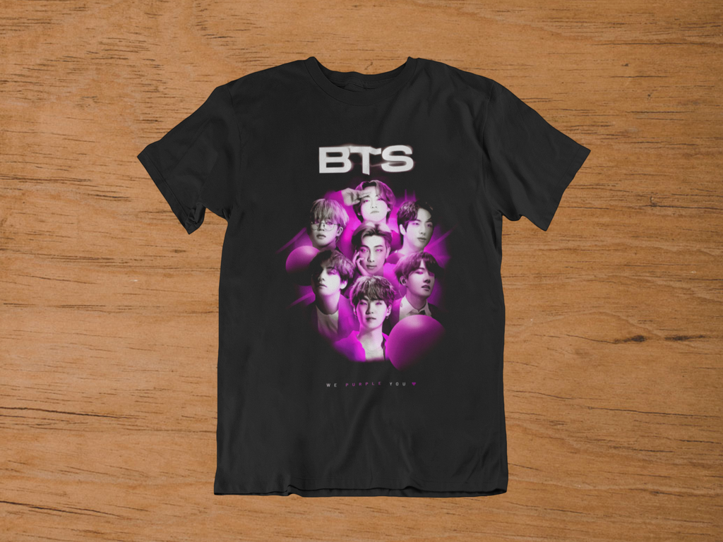 T-shirt BTS "We Purple You" – K-Pop Idol Group Art / Bangtan Boys Neon Graphic