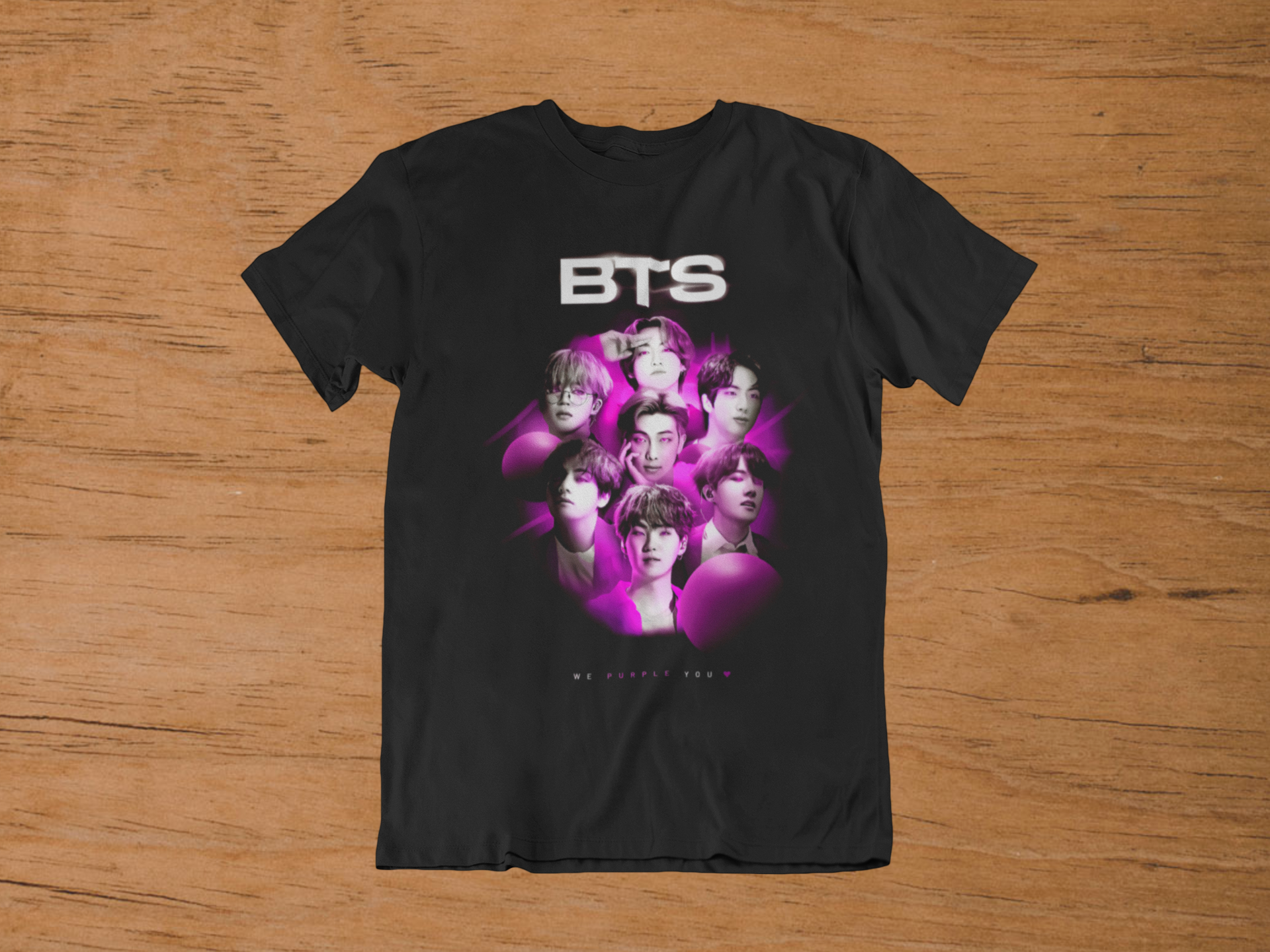 T-shirt BTS "We Purple You" – K-Pop Idol Group Art / Bangtan Boys Neon Graphic