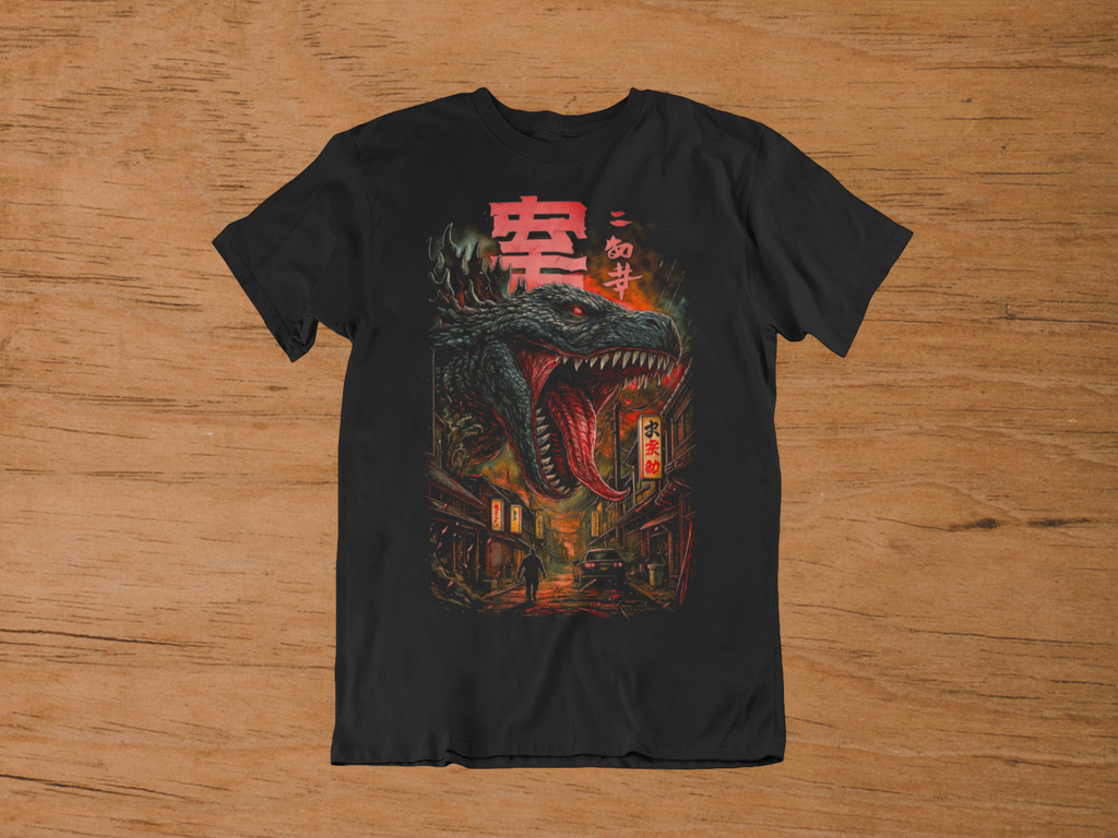 T-shirt Godzilla "Tokyo Night Terror" – Kaiju Monster Art / Japanese Kanji Graphic