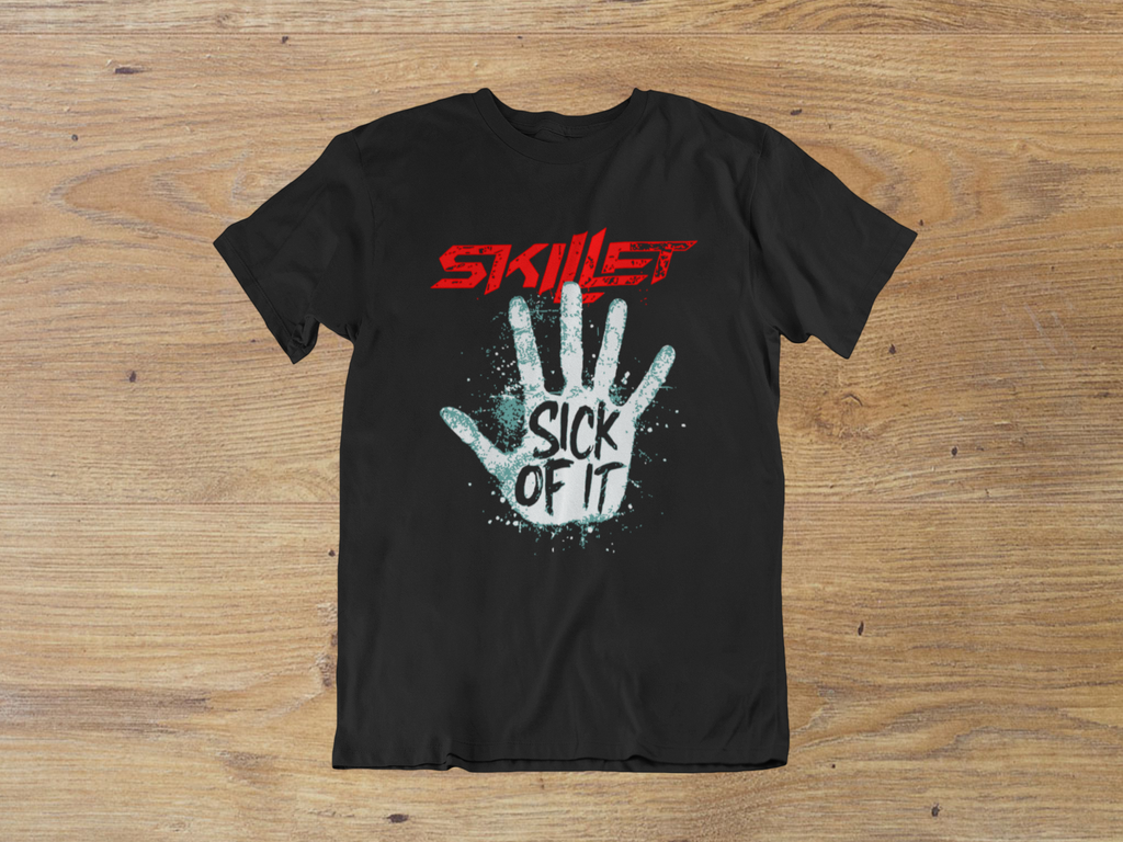 T-shirt Skillet "Sick of It" – Rise Era Action Graphic / Modern Rock Band Tee