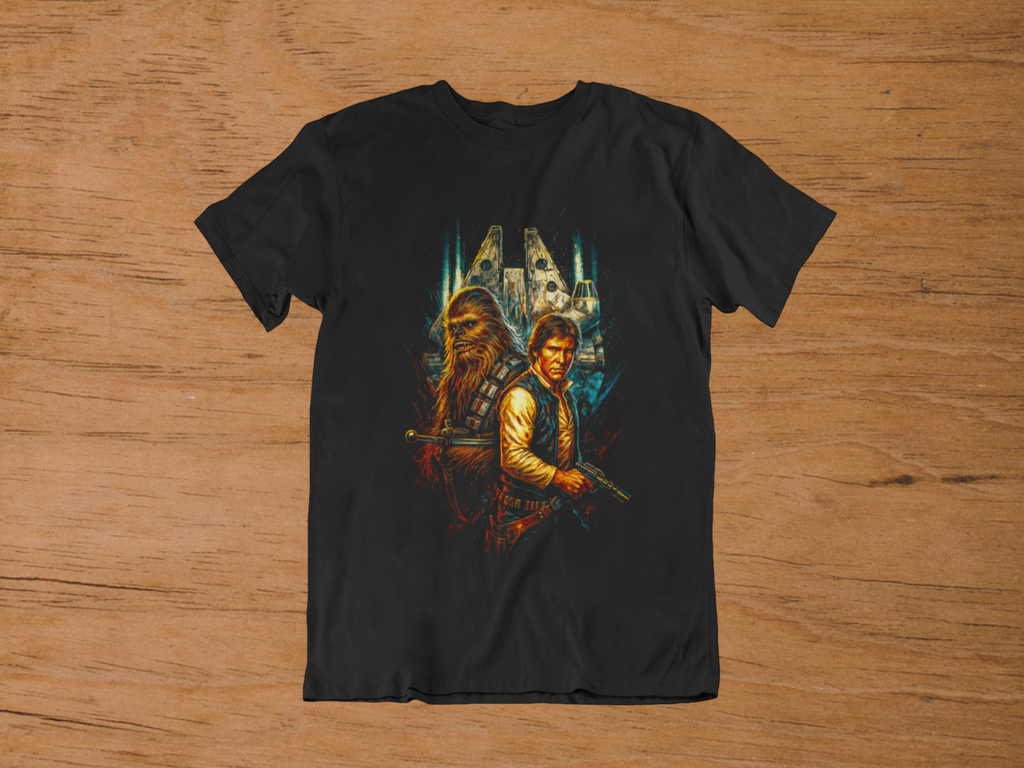T-shirt Star Wars "Smuggler Legends" – Han Solo & Chewie Art / Millennium Falcon Graphic