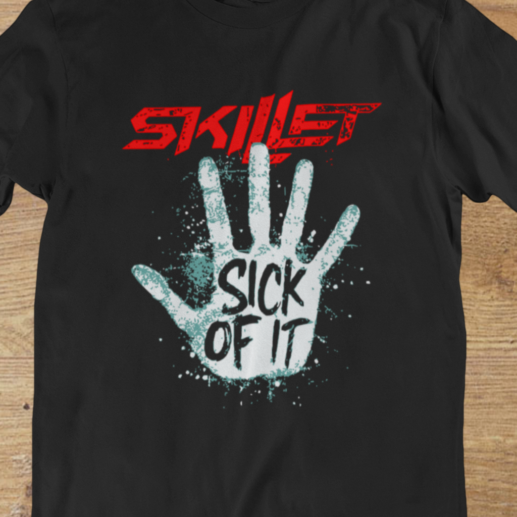 T-shirt Skillet "Sick of It" – Rise Era Action Graphic / Modern Rock Band Tee