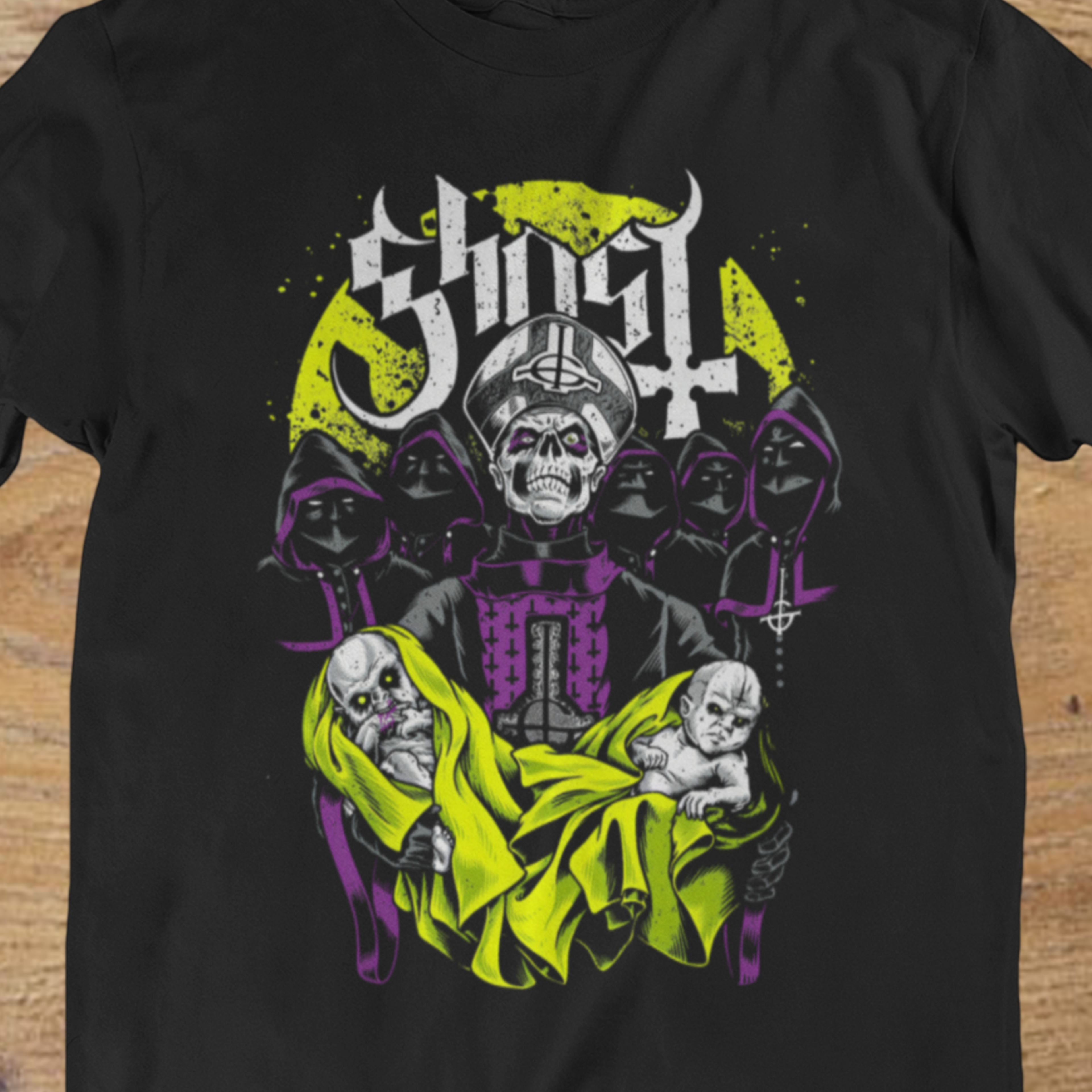 T-shirt Ghost "Infestissumam" – Papa Emeritus & Ghouls Ritual / Doom Metal Art