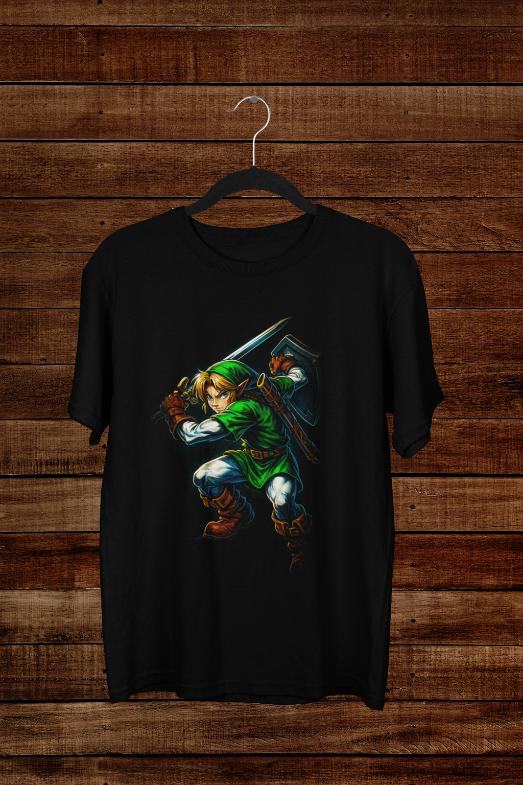 T-shirt Zelda "Hero of Time" – Link Action Art / Master Sword Graphic
