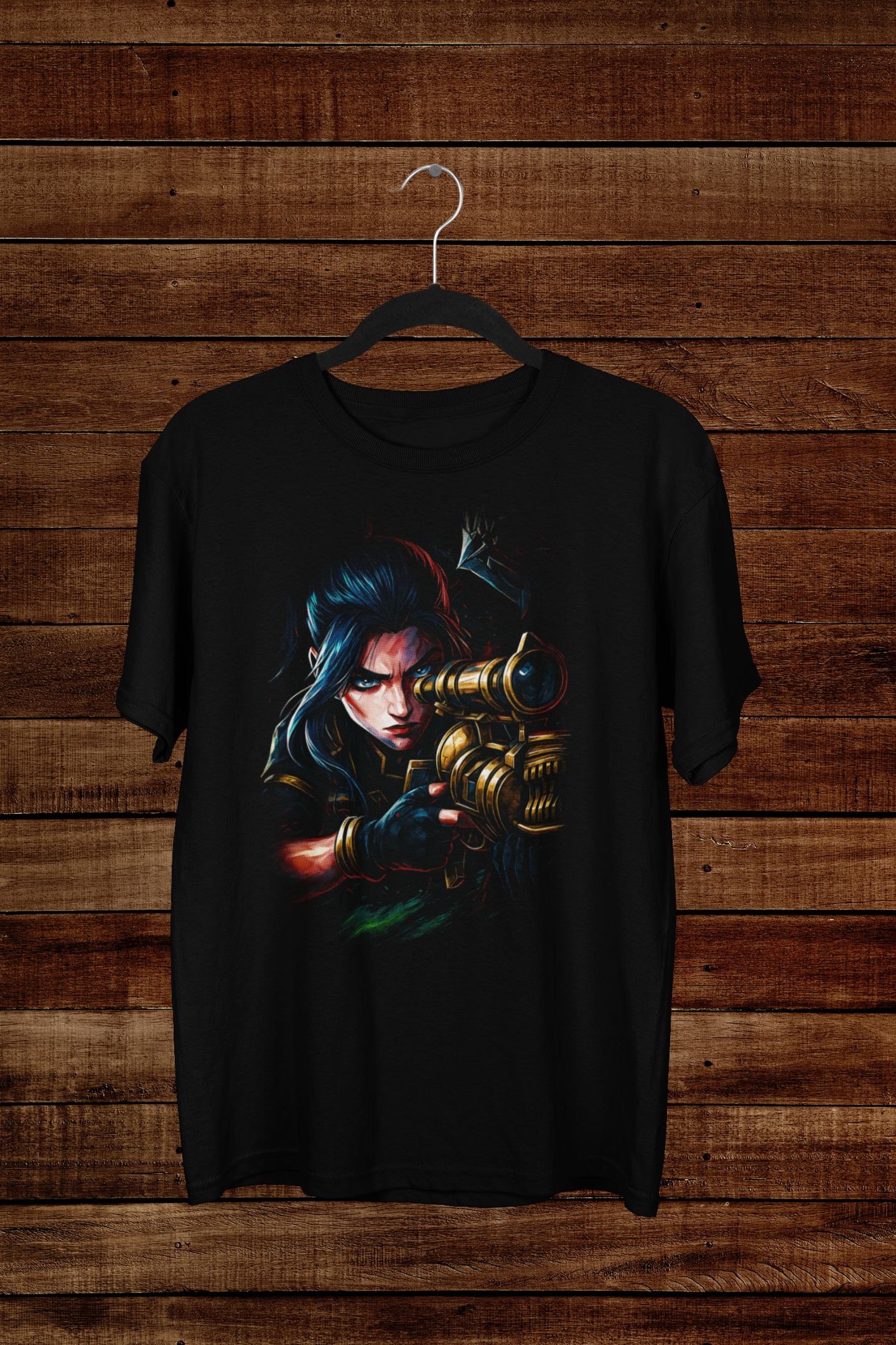 T-shirt Arcane "Sheriff's Aim" – Caitlyn Sniper Art / Piltover Enforcer Graphic