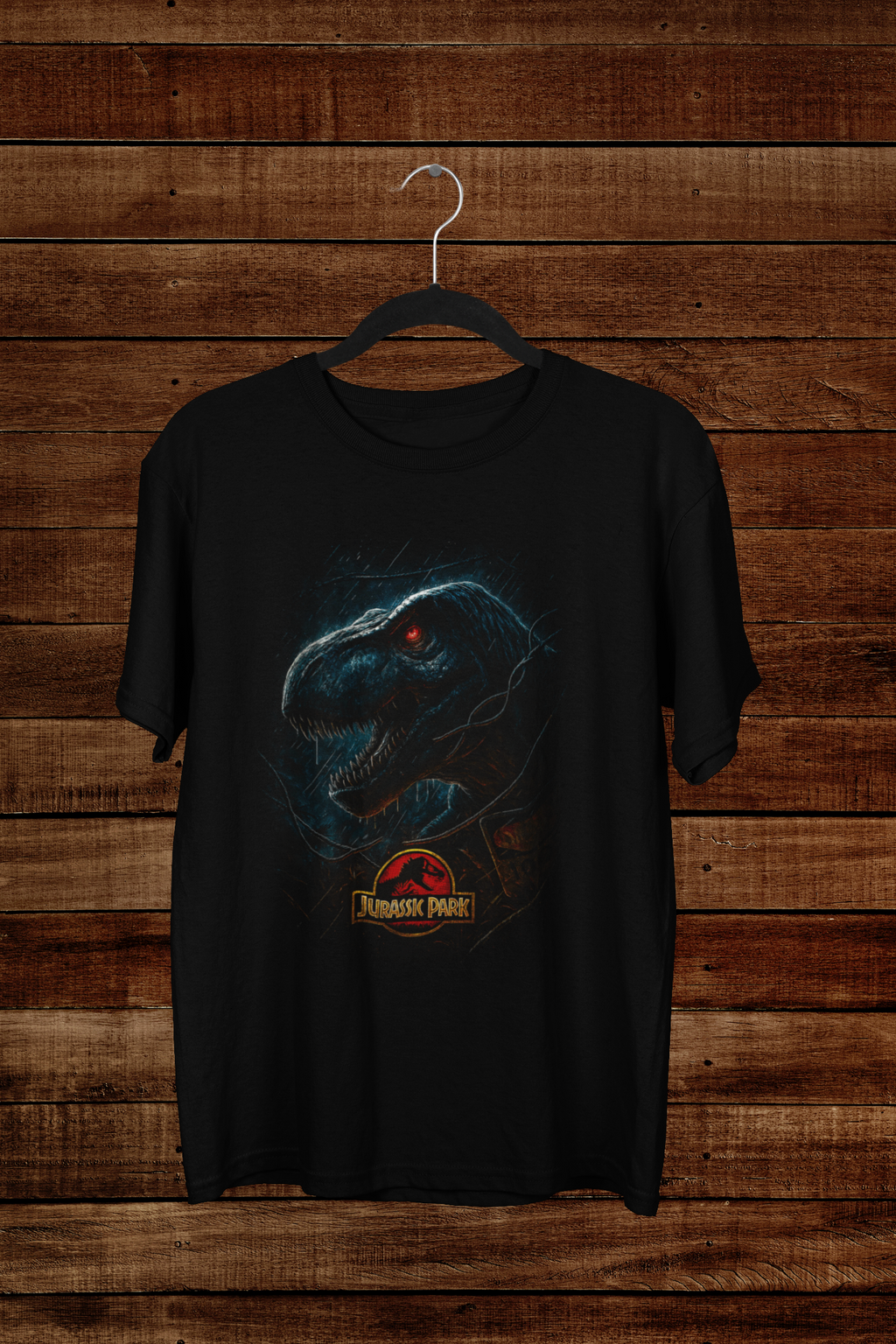 T-shirt Jurassic Park "Apex Predator" – T-Rex Rain Attack Art / Cinema Legend Graphic