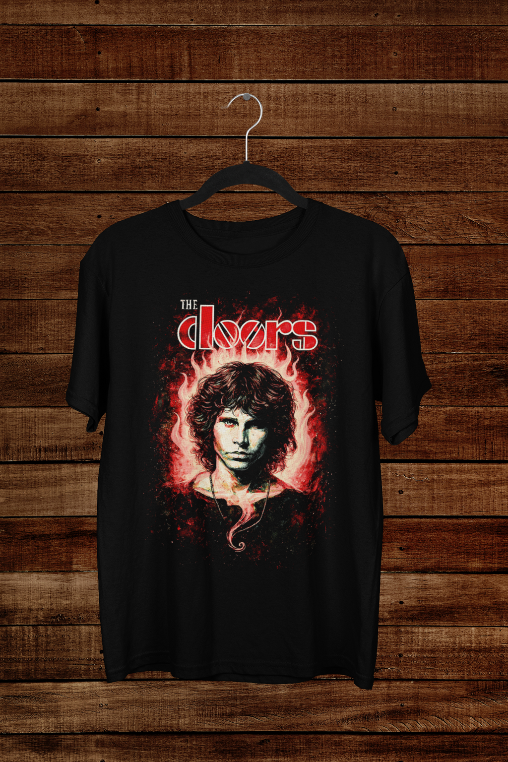 T-shirt The Doors "Lizard King" – Jim Morrison Fire Portrait / Psychedelic Rock Graphic