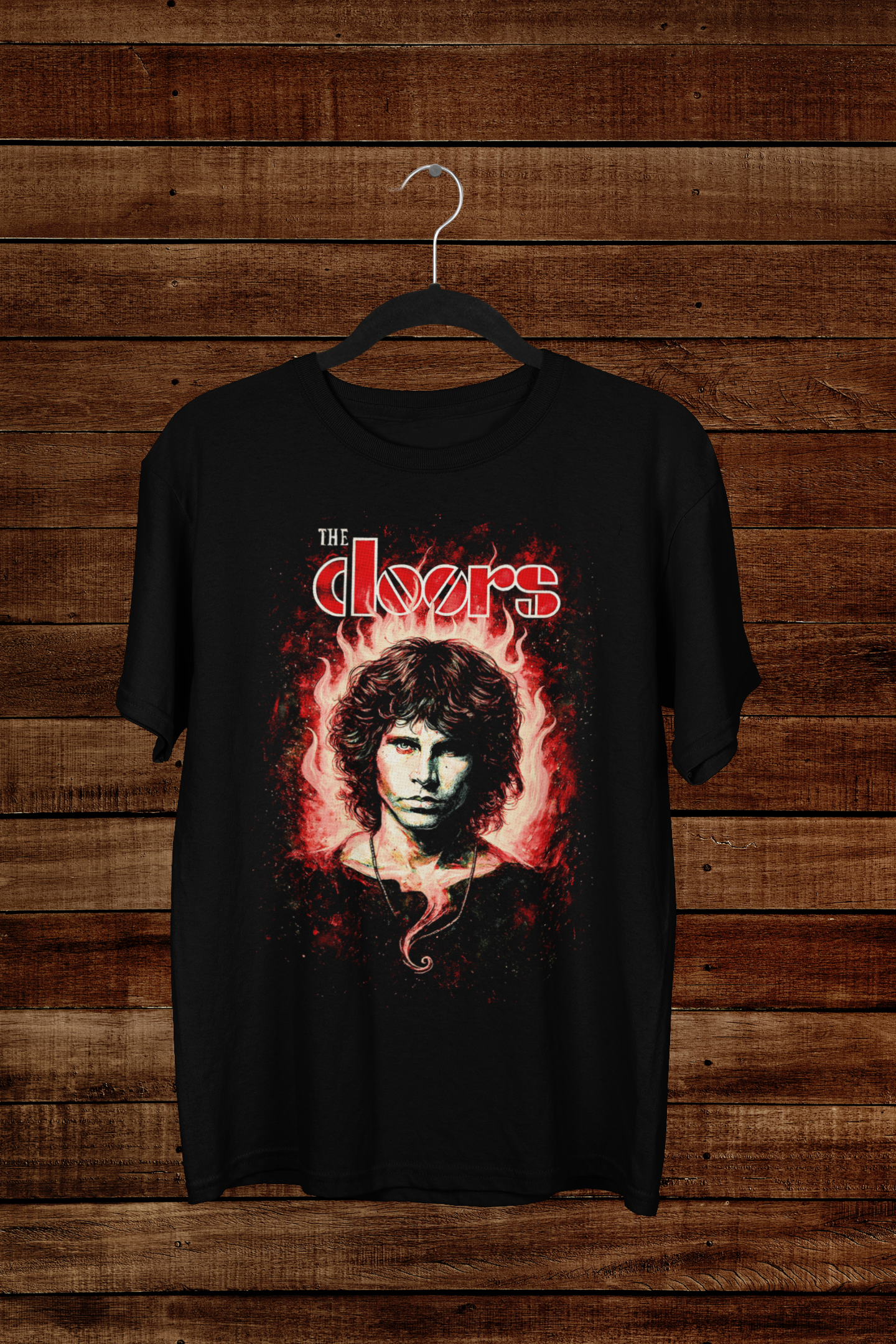 T-shirt The Doors "Lizard King" – Jim Morrison Fire Portrait / Psychedelic Rock Graphic