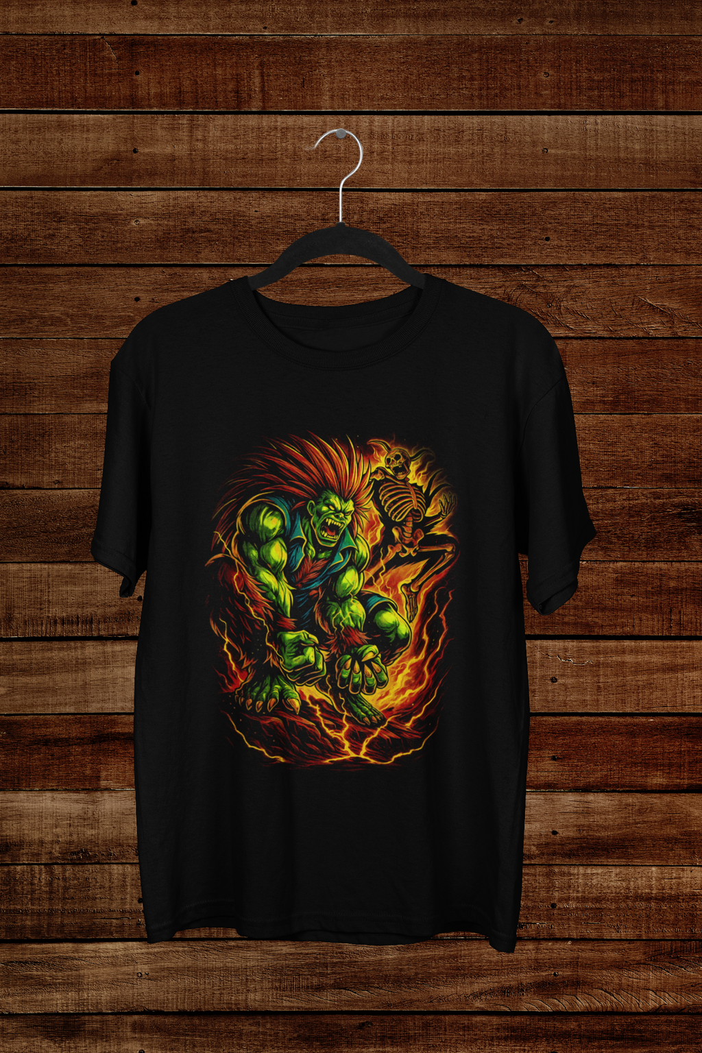 Tshirt Street Fighter Blanka "Beast Mode" – Retro Arcade Gaming Art