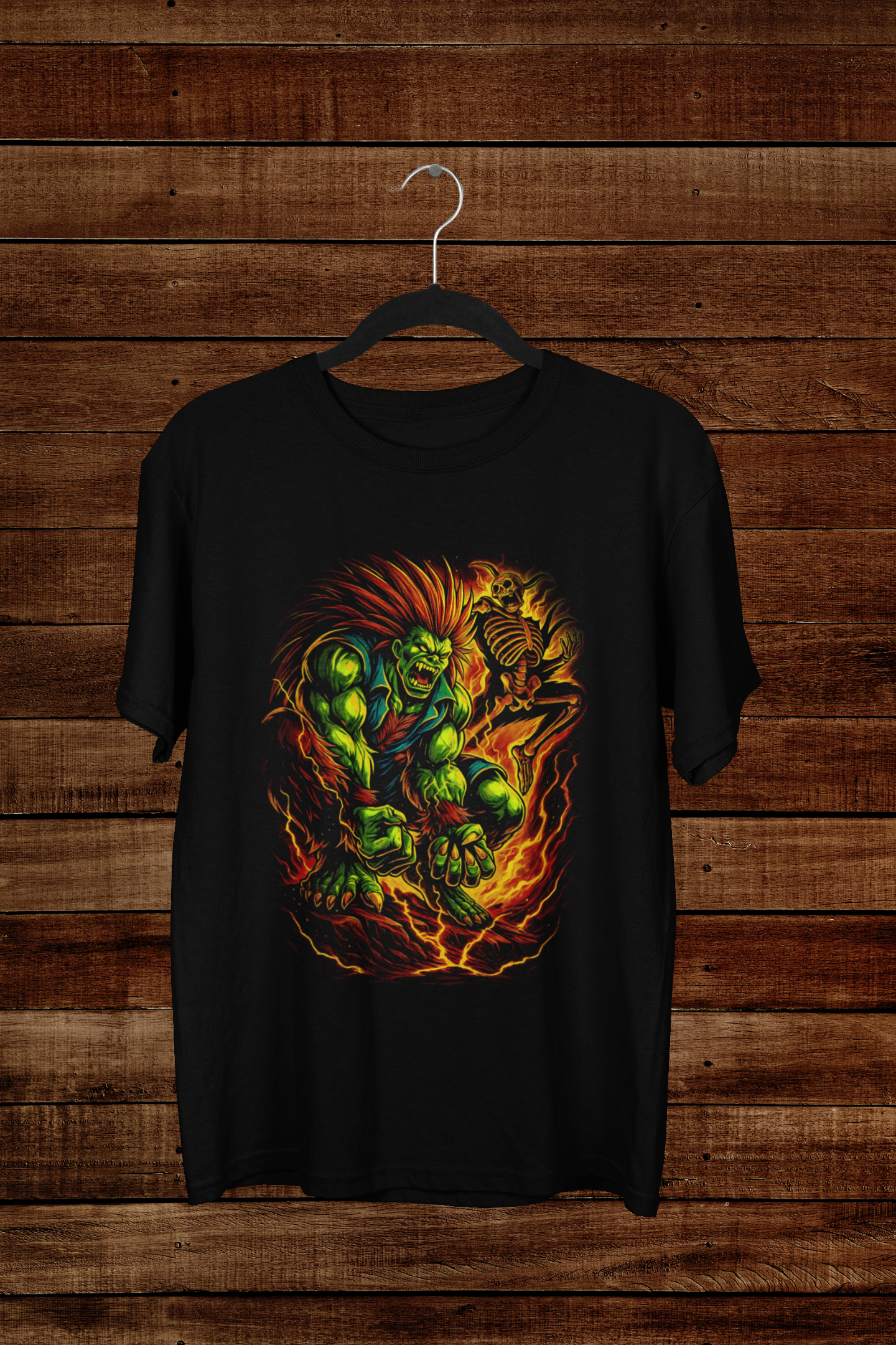 Tshirt Street Fighter Blanka "Beast Mode" – Retro Arcade Gaming Art