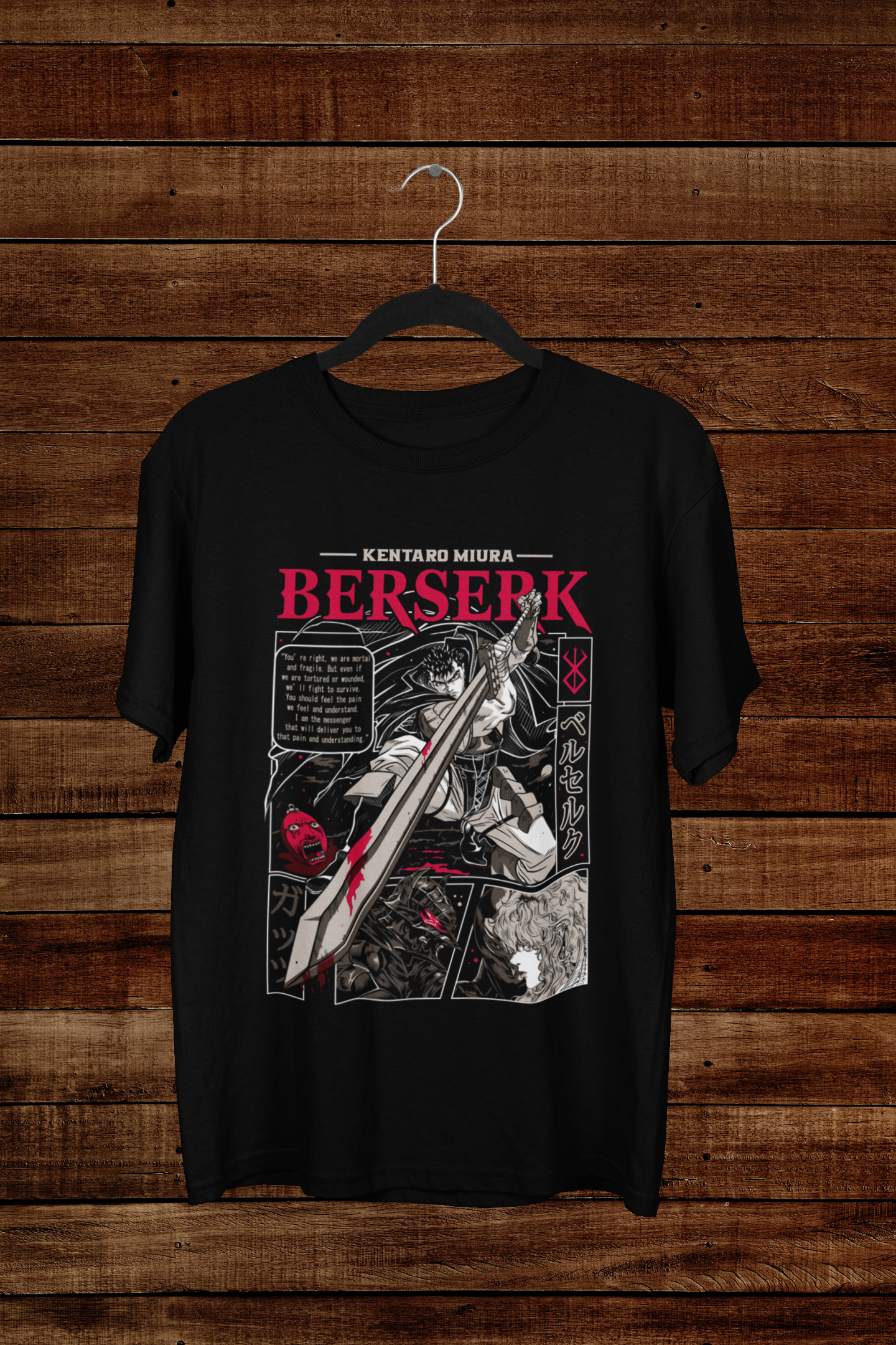 Tshirt Berserk "Legacy of Miura" – Guts & Griffith Manga Panels / Seinen Storyboard
