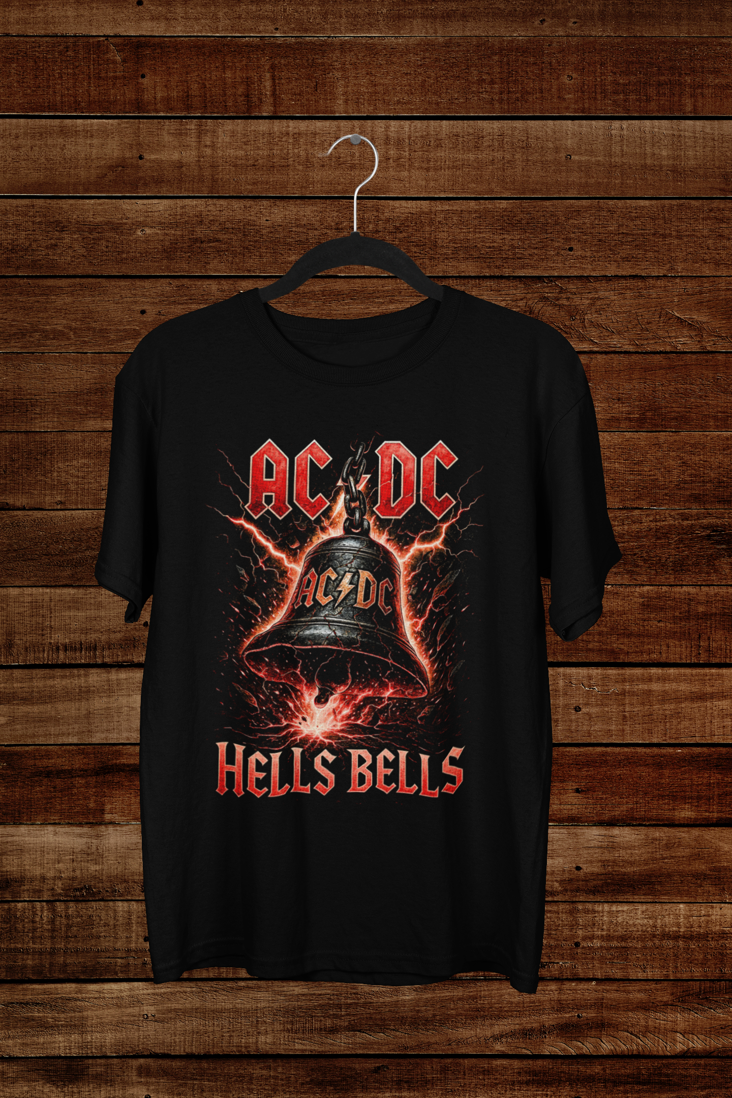T-shirt AC/DC "Hells Bells" – High Voltage Rock Graphic / Lightning Strike Art