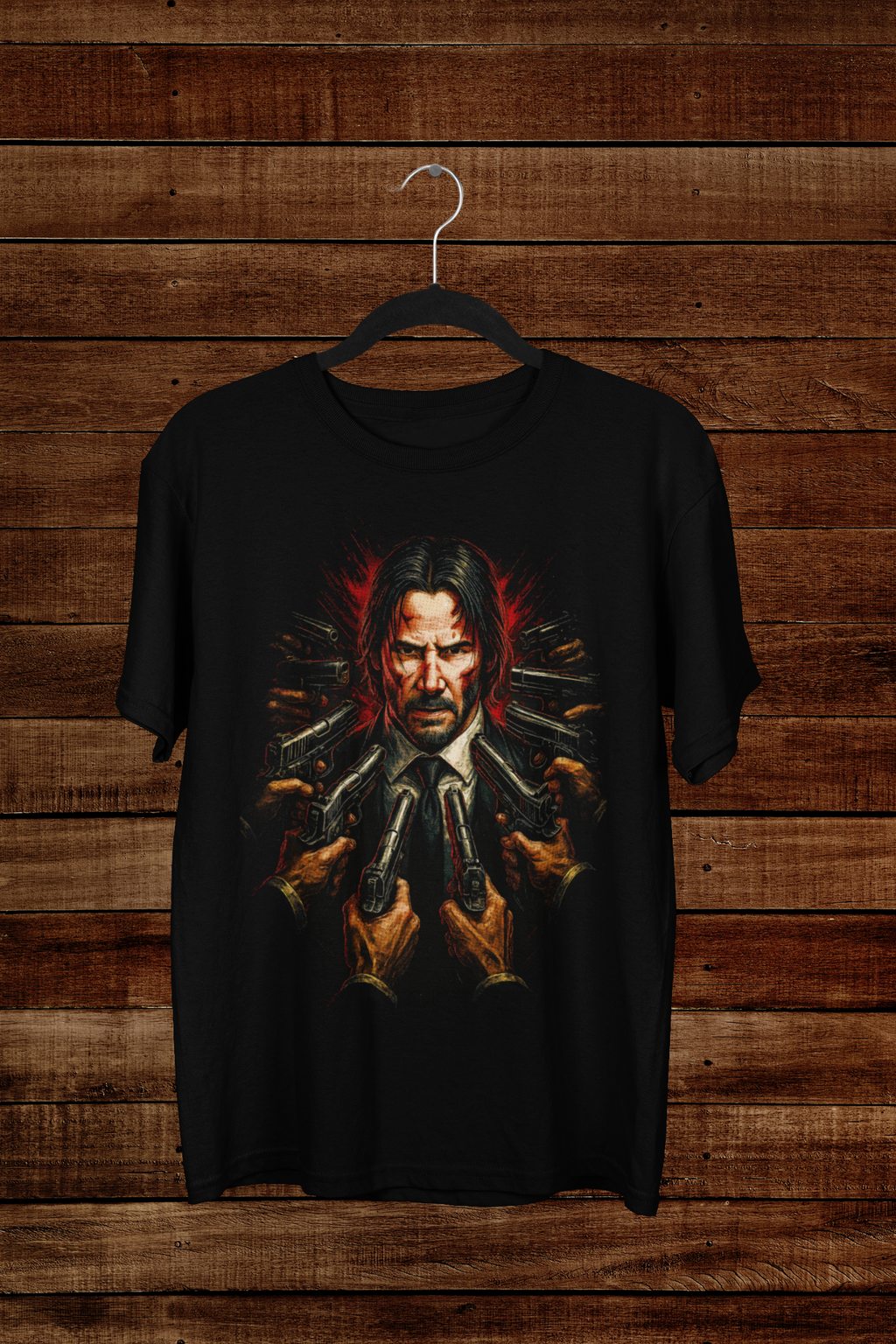 T-shirt John Wick "All Guns On Me" – Baba Yaga Action Art / Keanu Reeves Movie Graphic