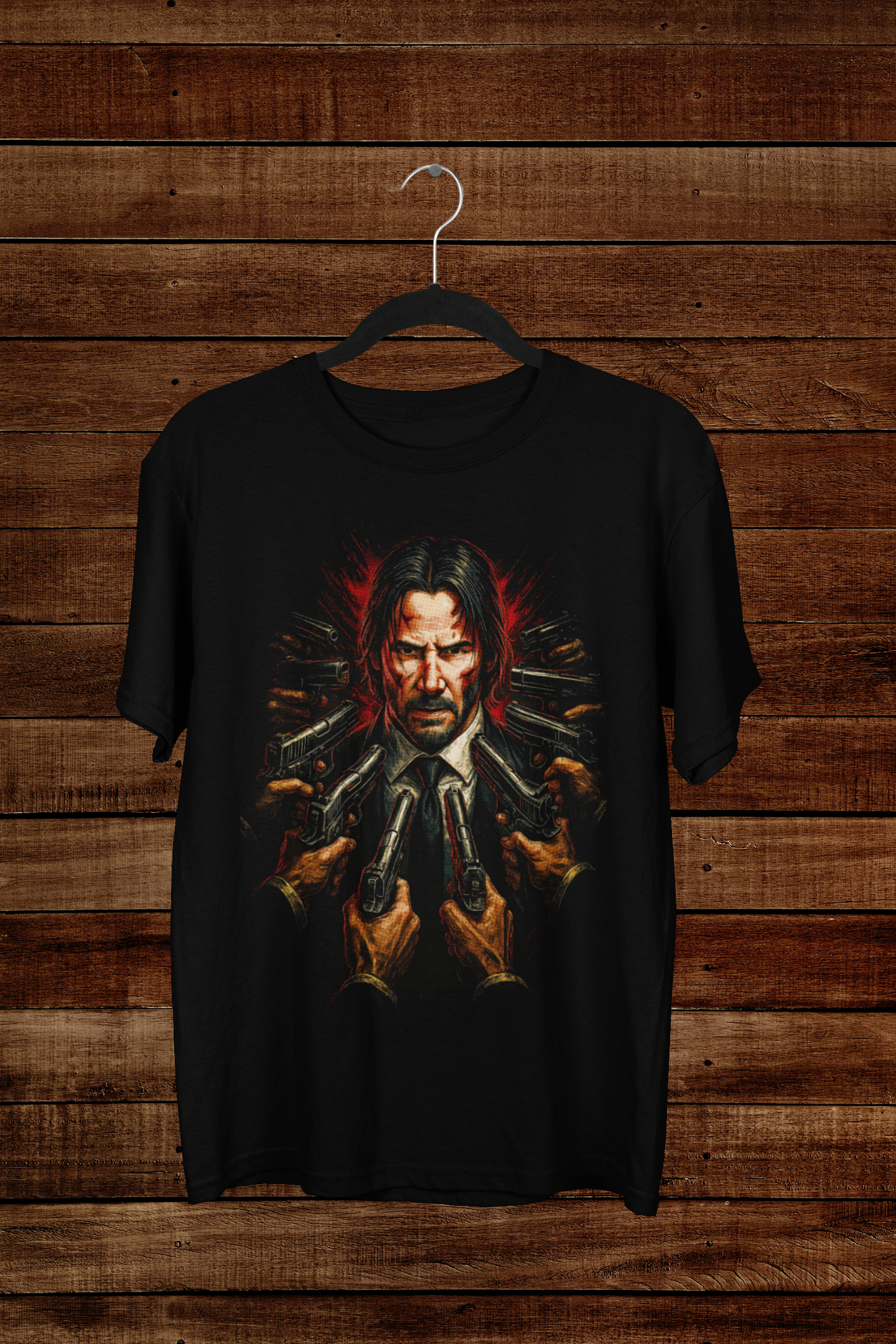 T-shirt John Wick "All Guns On Me" – Baba Yaga Action Art / Keanu Reeves Movie Graphic