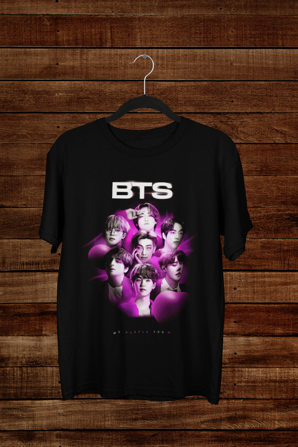 T-shirt BTS "We Purple You" – K-Pop Idol Group Art / Bangtan Boys Neon Graphic