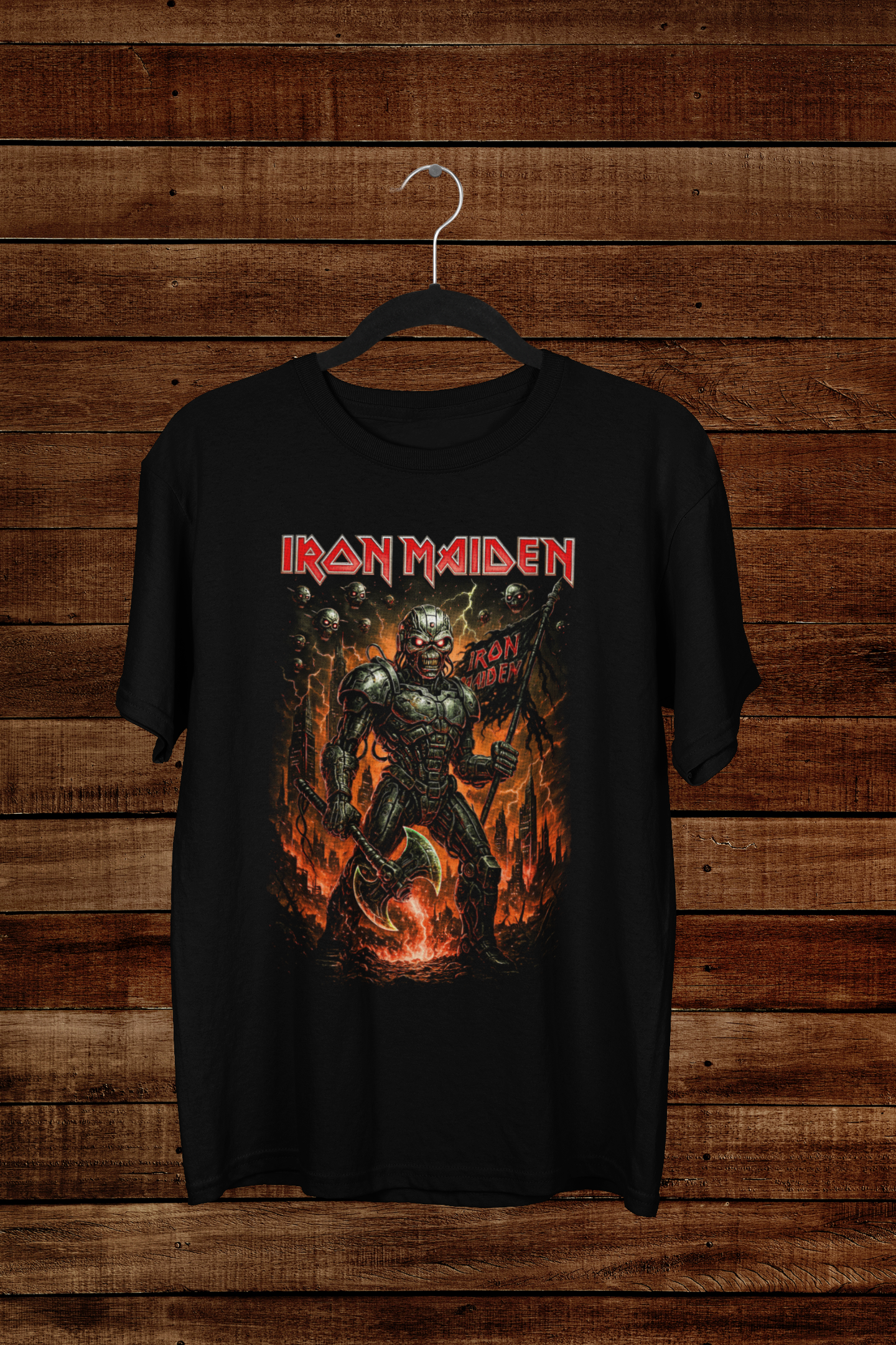 T-shirt Iron Maiden "Cyborg Eddie" – Somewhere in Time Era / Cyberpunk Metal Graphic