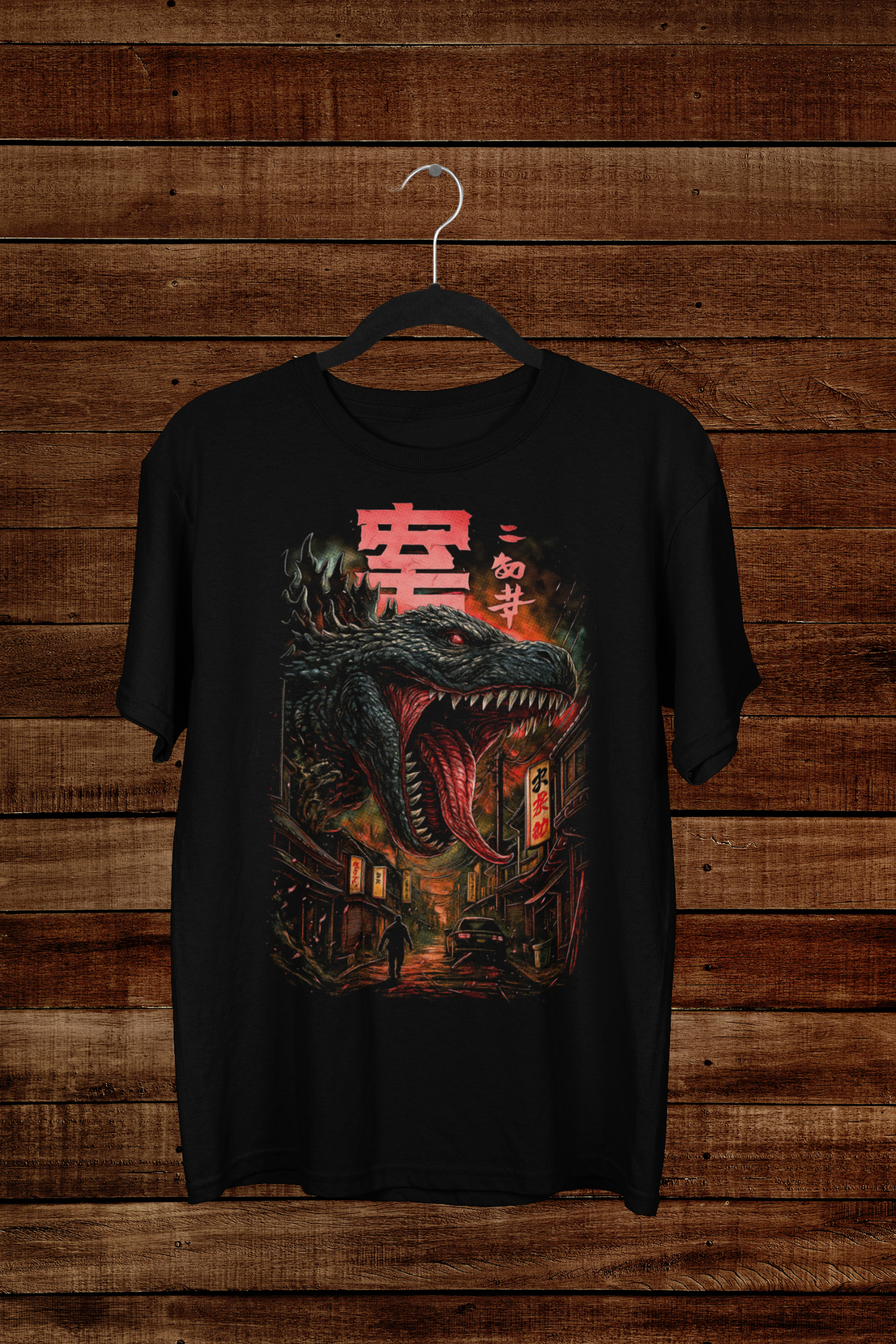 T-shirt Godzilla "Tokyo Night Terror" – Kaiju Monster Art / Japanese Kanji Graphic