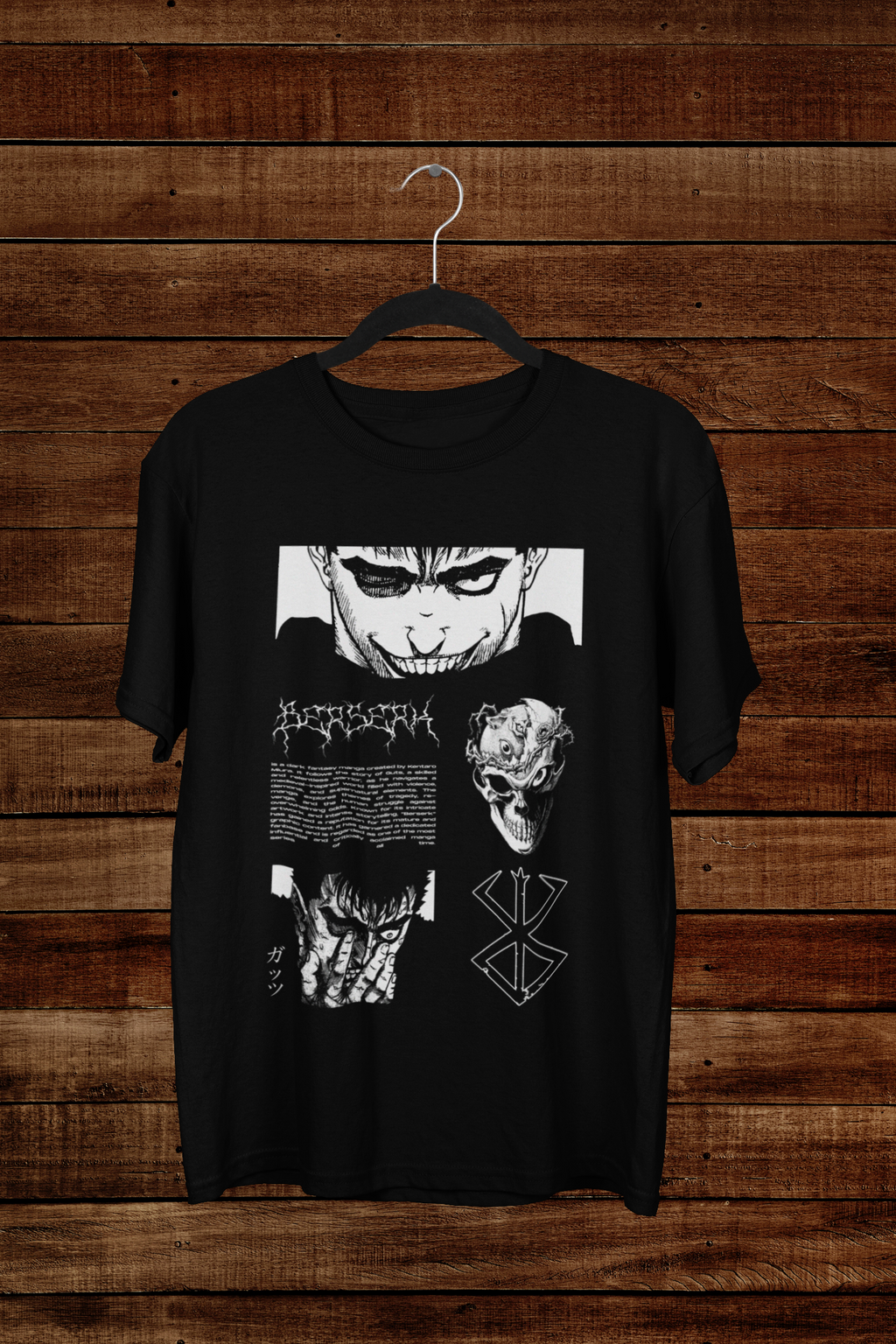 T-shirt Berserk "The Black Swordsman" – Guts Manga Collage / Brand of Sacrifice Art