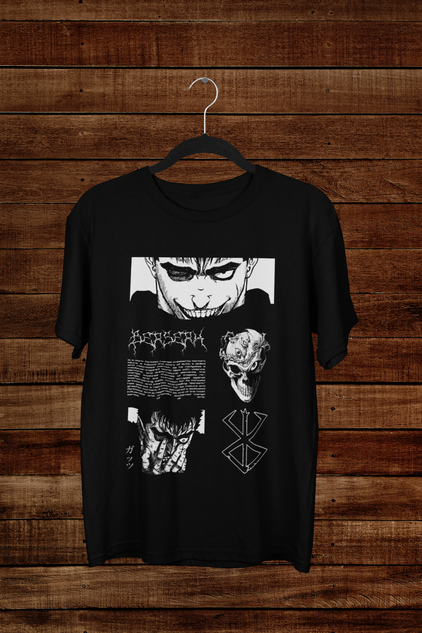 T-shirt Berserk "The Black Swordsman" – Guts Manga Collage / Brand of Sacrifice Art