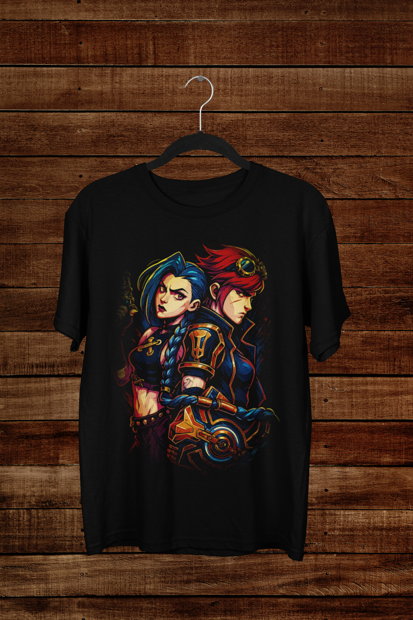 T-shirt Arcane "Sisterhood Chaos" – Jinx & Vi Punk Art / League of Legends Graphic
