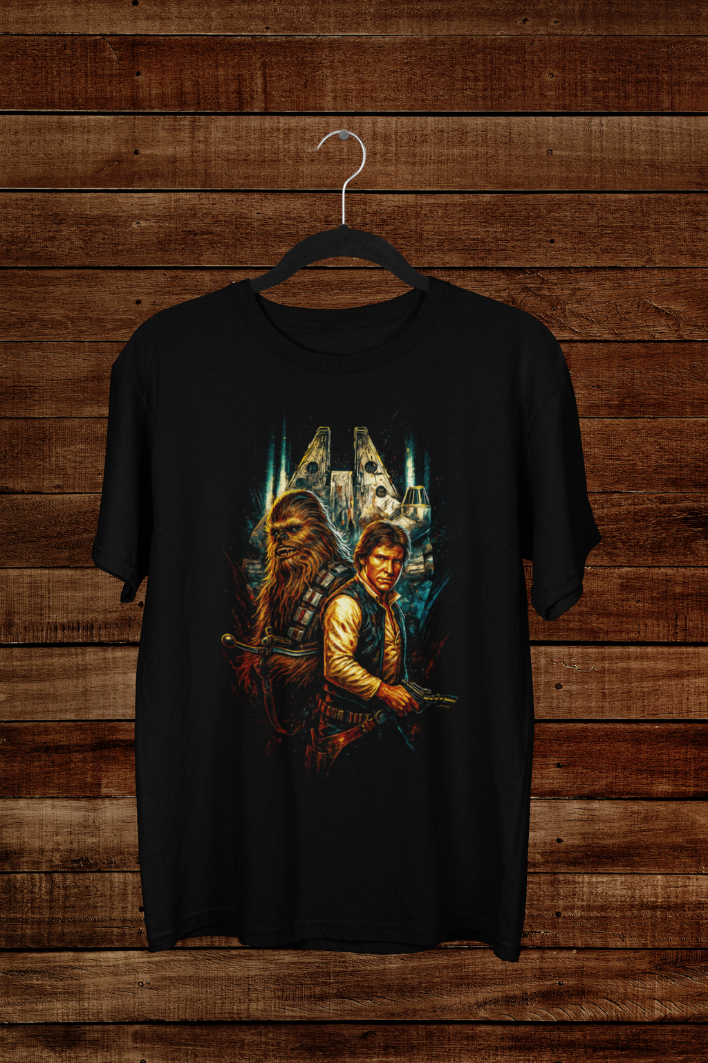 T-shirt Star Wars "Smuggler Legends" – Han Solo & Chewie Art / Millennium Falcon Graphic