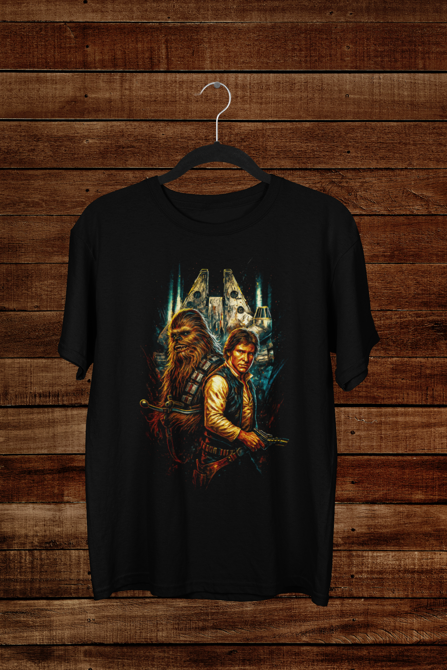 T-shirt Star Wars "Smuggler Legends" – Han Solo & Chewie Art / Millennium Falcon Graphic