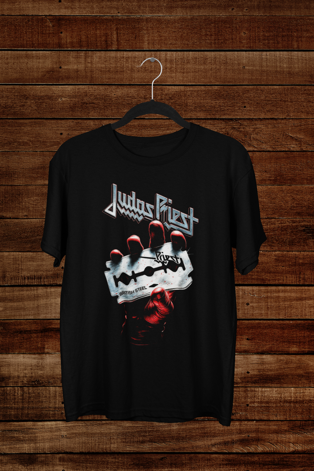 T-shirt Judas Priest "British Steel" – Heavy Metal Anthem Art / Razor Blade Graphic