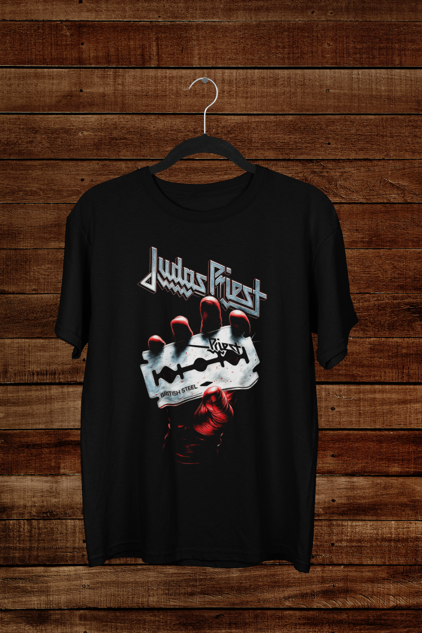 T-shirt Judas Priest "British Steel" – Heavy Metal Anthem Art / Razor Blade Graphic