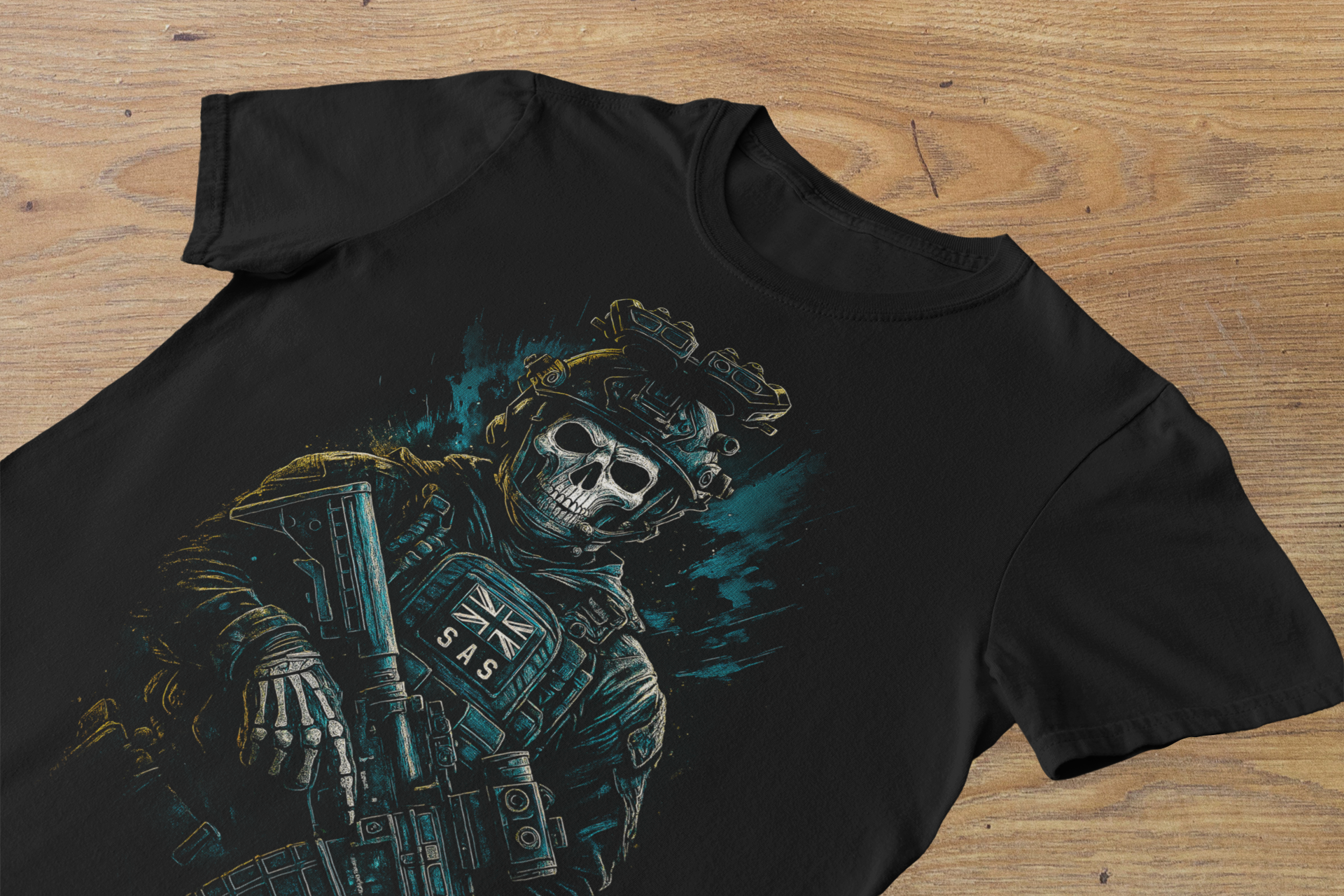 T-shirt Ghost "Task Force 141" – Call of Duty SAS Art / Skeleton Soldier Graphic