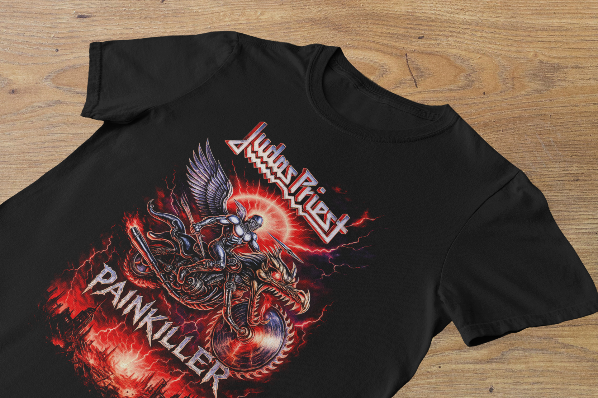T-shirt Judas Priest "Painkiller" – Heavy Metal Messiah Art / Cyborg Rider Graphic