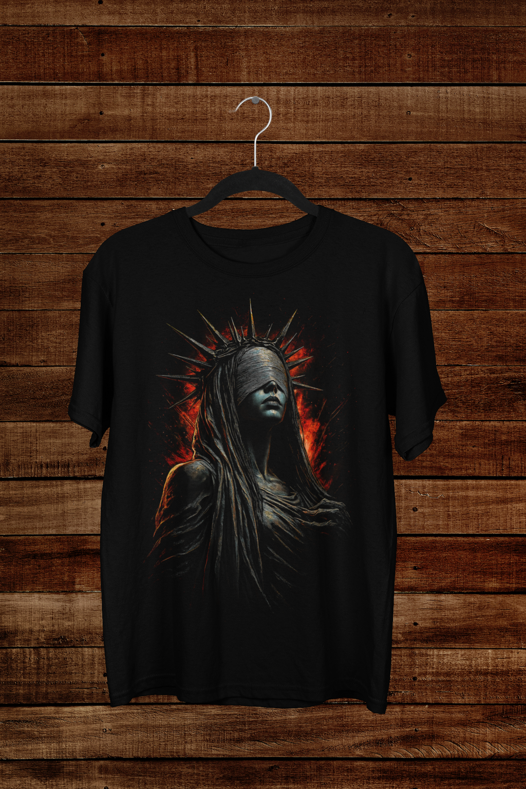 T-shirt "Blind Justice" – Dark Fantasy Goddess Art / Gothic Crown Graphic