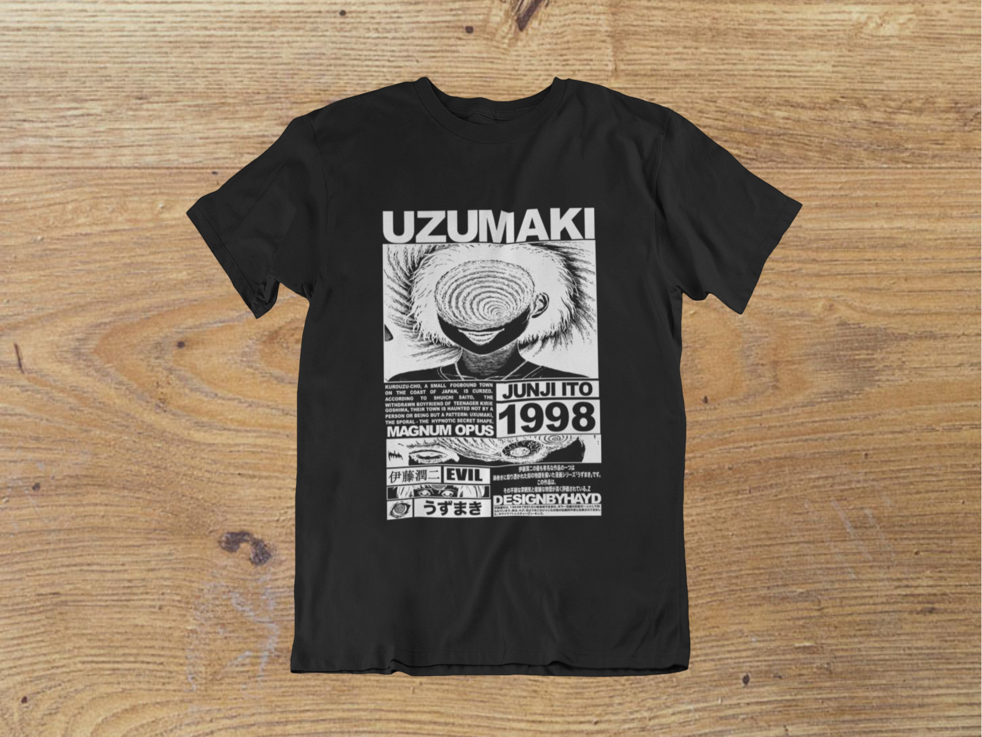 T-shirt Junji Ito "Uzumaki Spiral" – Japanese Horror Art / Manga Aesthetic Graphic
