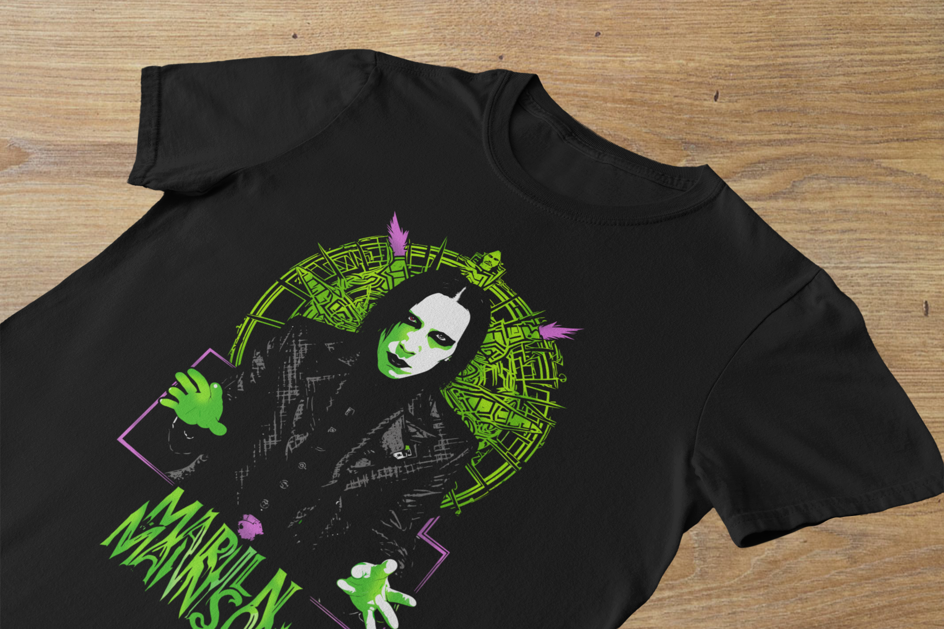 T-shirt Marilyn Manson "Antichrist Superstar" – Neon Green Ritual Art / Shock Rock Graphic